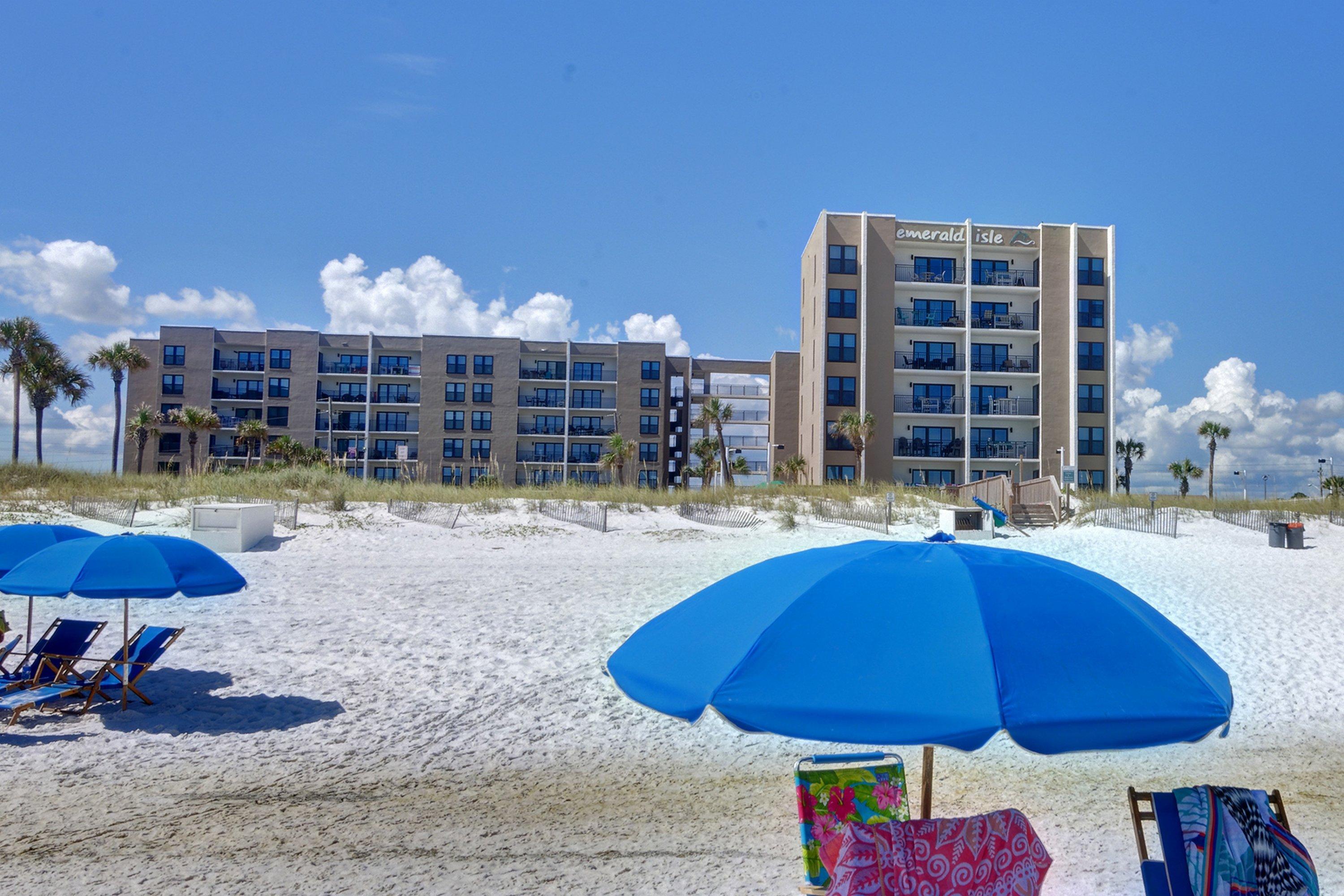 Located on the beautiful white sands of Okaloosa Island.Emerald Isle #302 offers 3 BEDROOMS & A BUNK ROOM with 2 full split baths w/2 BALCONIES overlooking the Gulf. This condo offers 2 MASTER SUITES and sleeps up to 10 adults. A $4.6 million renovation is prime for investment opportunity with over 27K+ rental projected. You are mere steps away from the private pool & beach entrance. The condo offers a reserved parking space, additional storage, per level laundry facilities & a poolside party room. Beach service is just a call away. Fully furnished, NEW IMPACT WINDOWS AND SLIDING DOORS. 2 ZONE HVAC & 2 hot water tanks supports comfort. The Emerald Coast offers family fun, dining and shopping. Check out Destin's Harborwalk Village and Fort Walton's downtown which are just minutes away. The new optional beach service is provided by LA DOLCE VITA!  The pricing brochure can be provided if you wish to provided this as a convenience to your vacation renters.