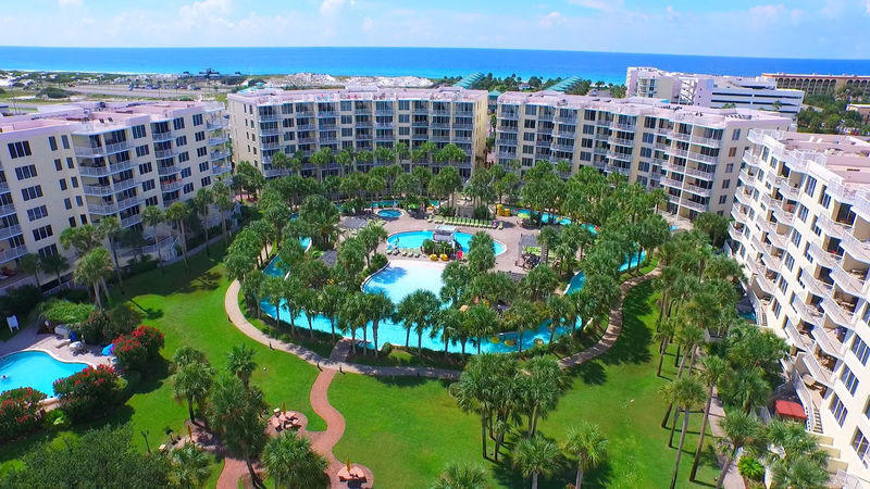 AMAZING VIEWS OF THE LAZY RIVER, BAY AND THE GULF!!! This beautiful 1 bedroom 2 baths corner unit is sold fully furnished, it is tiled throughout and it has 2 balconies. One is off the living room overlooking the Lazy River and the Bay and the second one comes off the master bedroom and it has a view of the Gulf. Being a corner unit it has an extra window for an additional light. Wonderful rental! 2018 rental income $43,240, 2019 $41,607. DON'T MISS OUT!!!