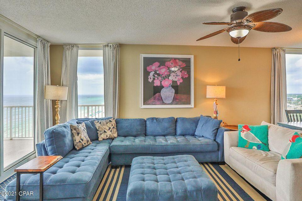 BEST FLOORPLAN IN MAJESTIC BEACH! TERRIFIC MID-STACK LOCATION!. TWO PRIVATE BALCONIES! HANDICAP ACCESSIBLE! This
enormous, 1,610sqft west corner unit is the thing of which dreams are made, conjuring up images of sun-splashed days of swimming, biking and relaxing. It lives
like a beach house but comes with all the benefits of owning a condo. Tiled in common areas and conveys fully furnished, this property welcomes you to lie back,
relax, and enjoy panoramic views of the pool, beach and ocean. Condo has 9' ceilings throughout. Open floor-plan allows for fabulous Gulf and sunset views from
balcony, living room, dining room, kitchen, & master suite providing the ultimate alfresco living and entertaining environment!