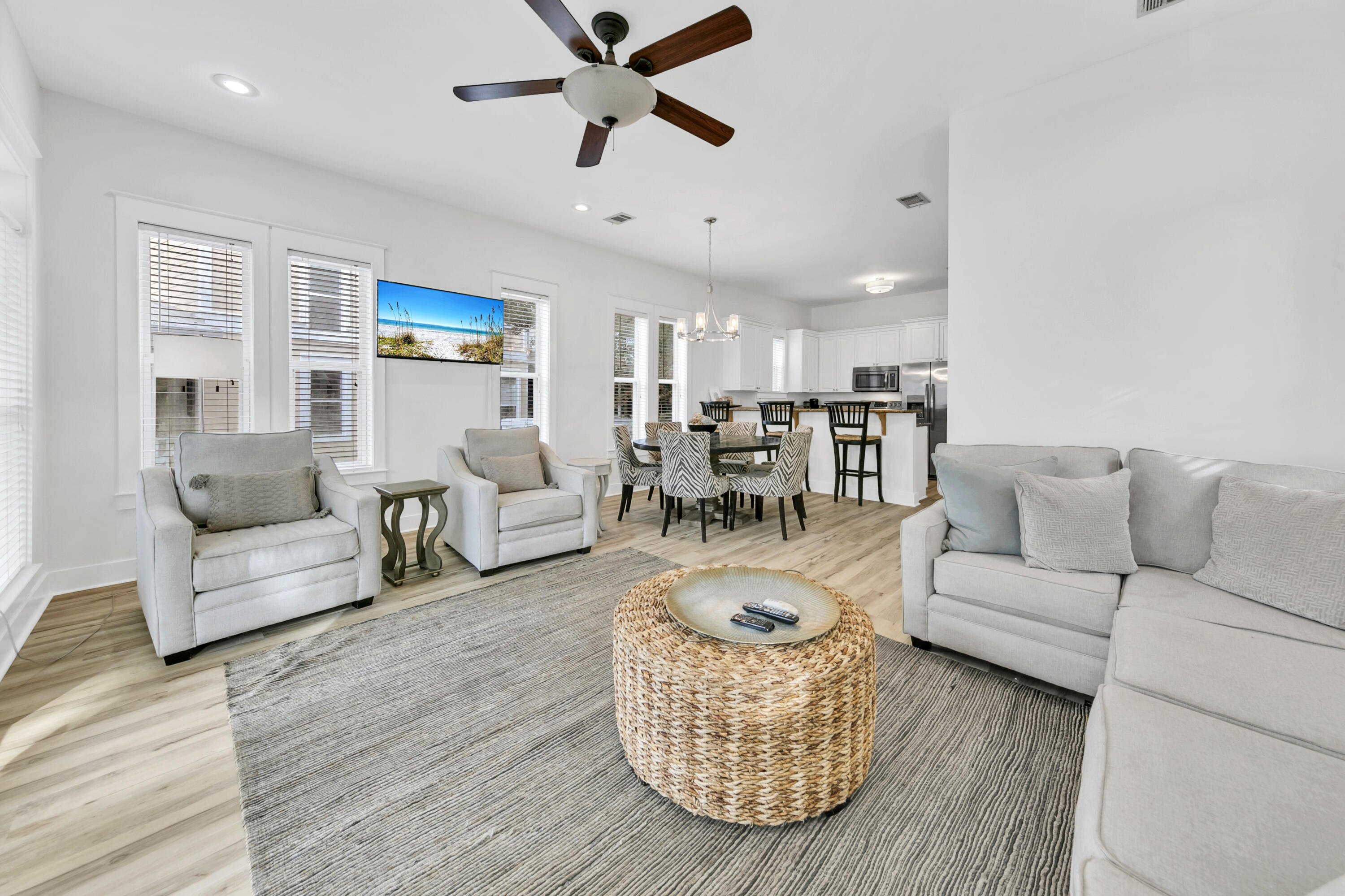 Discover 'Lazy Daze,' a luxurious vacation haven nestled between the charming enclaves of Rosemary and Alys Beaches. This elegant three-story home boasts spacious living, with large bedrooms on each floor, including two master suites, ensuring comfort and privacy for families or groups. The interiors are a testament to modern luxury, featuring new LVP flooring, freshly painted exteriors (2020), and a kitchen adorned with granite countertops and stainless steel appliances. Step outside to experience the tranquility of 10-ft. decks on all levels,  a perfect spot for savoring the gentle sea breezes. The property is ideally situated on a quiet, family-friendly street, a safe haven where children can joyfully learn to ride their bikes. Additional luxuries include a separate laundry room, deep porches for outdoor relaxation, and easy access to a 12,000-square-foot community pool. An onsite café during the season and a community tram service enhance your stay, effortlessly connecting you to the home, beach, and pool. "Lazy Daze" comfortably sleeps ten, making it an ideal retreat for vacations or as a lucrative investment opportunity. The home is a stone's throw away from Seacrest shops and Rosemary Beach eateries, placing you at the heart of exquisite dining and shopping experiences. With extra parking, an outdoor eating area, and a backdoor path to local attractions, "Lazy Daze" is more than a home; it's a gateway to creating unforgettable memories in a serene and picturesque setting.



https://www.airbnb.com/rooms/20244847?guests=1&adults=1&s=67&unique_share_id=acd54201-d5f8-4f48-bd37-d21f4615775a