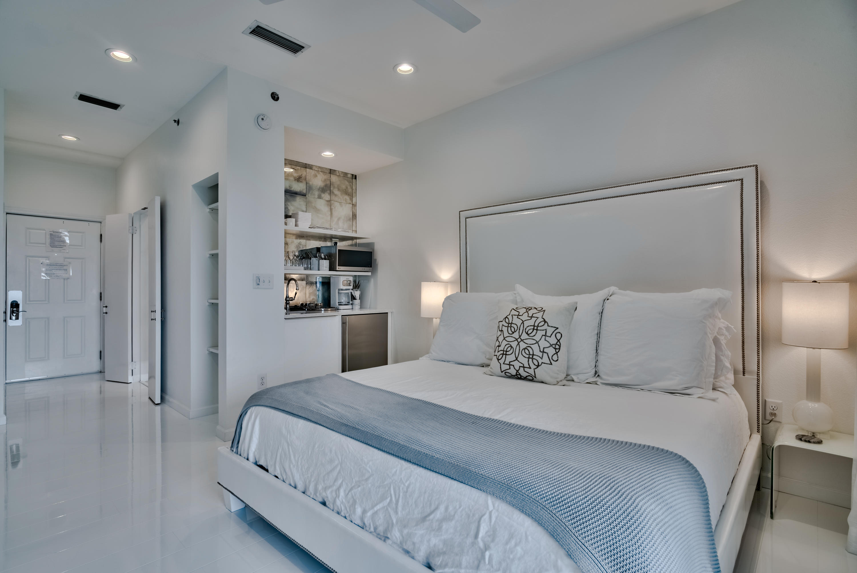 Ideally located between Alys Beach and Rosemary Beach, this fully renovated condo is truly one of a kind. Featuring a bathroom clad in marble and custom furniture, this unit is a perfect beach retreat unlike any other. Located on the 4th floor, the balcony offers unparalleled views of the gulf and 30A, providing the perfect setting for both sunrise and sunset.