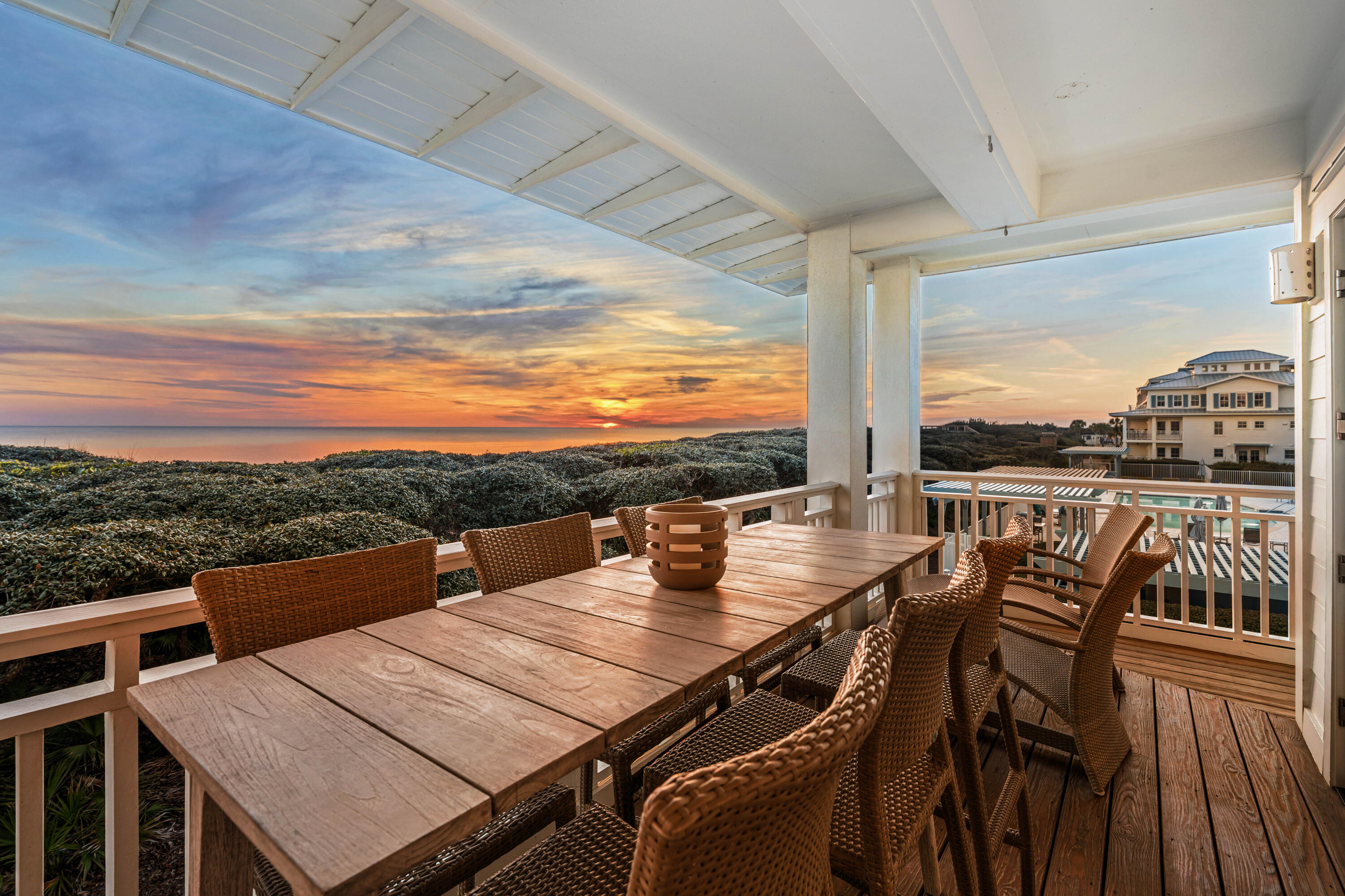 Enjoy a tranquil, relaxing atmosphere just steps from the sparkling white-sand beach -- your perfect seaside retreat awaits. Experience coastal living at its finest! Bathed in natural light, this stunning Beachside residence offers breathtaking panoramic views of the Gulf. With south and southwest views, you'll witness spectacular sunsets that are nothing short of breathtaking. This exquisite bungalow is located in the exclusive WaterColor Beachside community, offering privacy, convenience, and outstanding amenities. Residents enjoy both seclusion and easy access to the Beach Club and WaterColor Inn.

This tastefully renovated three-bedroom, three-and-a-half-bath residence features two extra-long twin built-in bunk beds, offering ample space and comfort for family and guests. Recent renovations include new hurricane-rated windows and doors for enhanced safety and peace of mind, a remodeled kitchen with new appliances, remodeled bathrooms, HVAC system, refinished floors, and more. The owner enjoys three parking spaces: one in a secure enclosed garage, one under a trellis, and another in front of the garage. The WaterColor Beachside pool, just steps from the residence, is reserved solely for Beachside residents.

Enjoy all the WaterColor amenities just a short stroll away, including resort pools, boutique shops, and dining options. Exercise enthusiasts will appreciate over five miles of walking and biking trails winding through the scenic 500-acre community. A proposed fitness center, expected in 2026, will offer even more benefits for owners and rental guests.

Gulf-front living offers a rare opportunity to purchase a home where the beauty outside your residence is a true marvel. Experience the incredible coastal lifestyle and make this exceptional property your own.