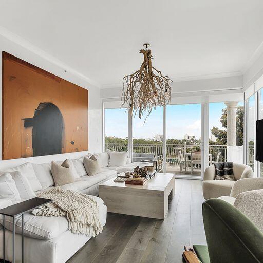 GULF VIEWS! Enjoy amazing Gulf views from this renovated 3rd floor corner unit. Benecki Homes and Melanie Turner Interiors collaborated to deliver a one of a kind property with exquisite finishes delivering refined elegance. Upon entering you will immediately sense that you have landed upon a very special and unique property. Walls finished in Venetian plaster, European oak flooring, from Francoise and company. White washed oak cabinets by Karpaty Cabinet of Atlanta. Kitchen features all-natural marble countertops and back splash along with the best of Gaggenau and Thermador appliances. Natural light floods in through floor to ceiling glass that wraps the corner providing views of the Gulf and Alys Beach and enhances the spaciousness of the property. All 3 bedrooms feature en-suite baths that are finished with only the finest marble accompanied by Waterworks and Kohler fixtures. Master bedroom has floor to ceiling glass providing stunning views of the Gulf and access to the spacious balcony. There is a full-size laundry and mud room with full sized washer and dryer. The Alexander complex is strategically located adjacent to Alys Beach to the immediate west and Rosemary Beach to the east.  The unit has deeded beach access and access to a resort style pool. This impeccable condo is being offered fully furnished with curated furniture and artwork included. This incredible condo will not last long! Information contained within is deemed to be accurate, buyer to verify.