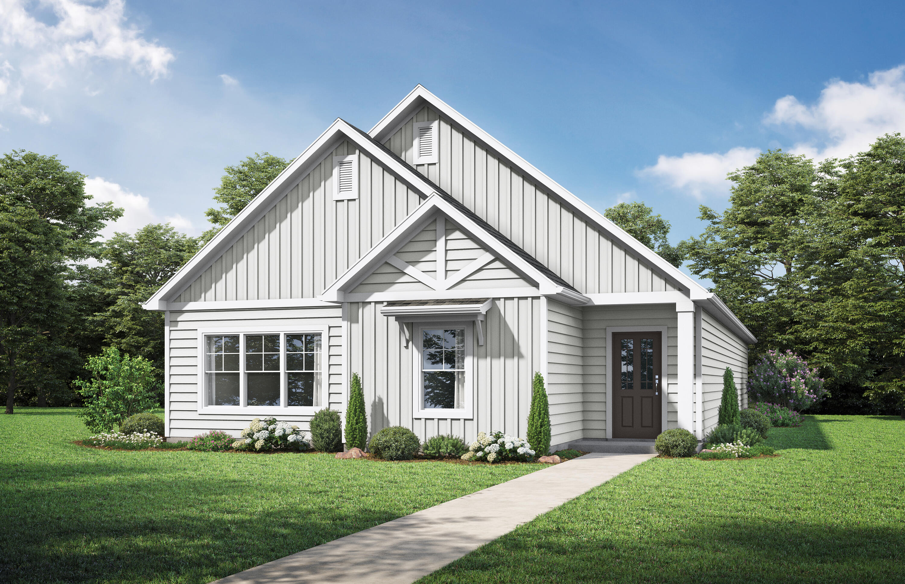 The Lauderdale II by Valor Communities is the home you've been waiting to call your own! With your primary bedroom and huge walk-in closet on the first floor, you'll have all the space you need. Enjoy cozy Florida nights in front of your modern, LED fireplace or on  your covered porch area. Our Vaulted ceilings ensure your new home feels open and welcoming. With quartz, luxury vinyl flooring, and hardiboard exterior already included in our features, you'll be impressed at what this home has to offer! Three bedrooms are on the main floor with a large bedroom and bath upstairs. Enjoy Florida living and the beautiful park space with walking trails and a gorgeous spring fed lake nearby.