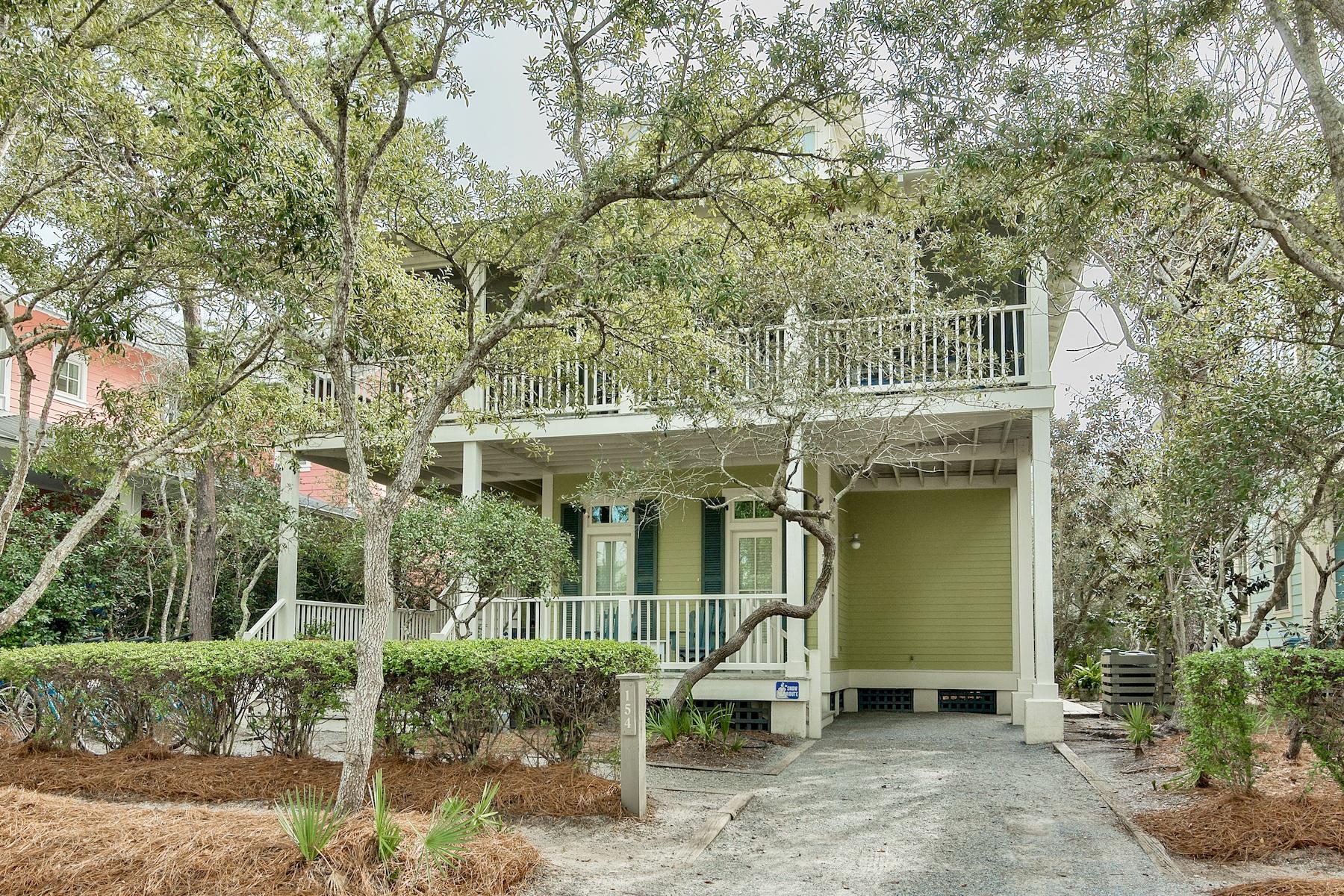 This remarkable furnished four-bedroom home with additional sleeping areas including hallway bunks and cupola is the ideal vacation home in Phase 1 of WaterColor. Prime location in Phase 1, next to Seaside, the Marina Park, The BoatHouse, and WaterColor's Beach Club. Outdoor space is maximized with several porches and decks - one fully screened. The open living, dining and kitchen on the second floor are ideal for family gatherings or entertaining. The living room has a fireplace and vaulted ceiling, as well as access to a wrap around balcony. The kitchen has stainless appliances, granite counter tops, a breakfast bar and enough space for preparing a beach feast. Great rental home with more than $50,000 already booked for 2019 as of February. The dining area with large dining table provide enough room for family meals. The large, screened porch with swinging day bed and swinging chair are the best place to enjoy a drink and family time overlooking Silver Laurel Way. The first floor has the master bedroom with large master bath with tub and separate shower and access to the covered front porch. There are two more guest rooms (one with en suite full bathroom) on the first floor, as well as built-in hallway bunks. The first floor has another full bathroom off the hallway. There is a loft bedroom on the third floor with several beds and a full bathroom to maximize rental potential. Up the stairs to the cupola offers two more beds and plenty of views of WaterColor.  The total $1590 quarterly WaterColor dues are broken down as follows: $330/quarter to be payable by the buyer for the next 13 years to cover the amenity expansion project that was assessed January 1st, 2017, covering the cost for the WaterColor Beach Club and Camp WaterColor Expansion and $1260/qtr WaterColor HOA Dues which include cable and internet.  There is a 0.5% fee of the purchase price paid by the buyer due at closing to the St. Joe Foundation. There is a $75 transfer fee to the HOA. Come enjoy WaterColor and all of the amazing amenities it offers: the Gulf front Beach Club with dining, many community pools, tennis courts, fitness, the Boat House, amphitheatre, trails, etc! Also enjoy walking or taking a quick golf cart ride to Publix grocery store and all the surrounding shops and restaurants in WaterColor and Seaside.