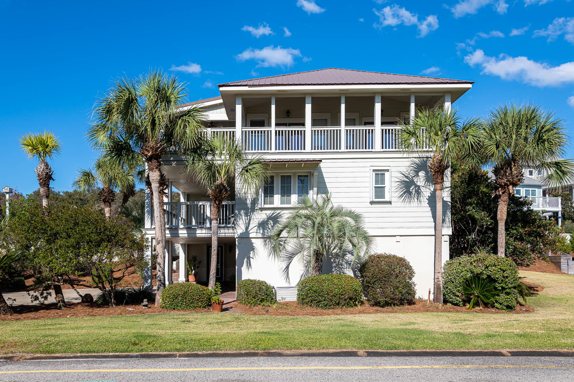 Price Improvement by $100 k!!!2nd tier Gulf view, well maintained contemporary Beach House in exclusive, gated Gulf Dunes in Santa Rosa Beach. Dedicated beach access directly across street. Only 17 home sites in entire non-rental subdivision including several of the largest Gulf front sites in this area. Exterior features of house include low maintenance Hardi siding with stucco accents, soft-colored galvalume metal roof, and professionally installed electric storm shutters. Over-sized lot provides plenty of room for expansion and/or pool. Well-planned interior design with many recent upgrades such as walnut 
 hardwood floors, granite counter tops, custom cabinets. Open living/dining/kitchen  concept with vaulted, beamed ceilings flows onto expansive covered wrap-around porch,  open sun deck-all with corridor Gulf views. Well appointed kitchen with plenty of cabinets and work space, large breakfast bar, walk-in pantry and a convenient desk station area- Master BR has office nook and access to a 2nd large, covered porch with views of beautiful landscaped yard and prominent houses in the neighborhood. Master bath boasts walk-in closet and separate water closet,  double vanity and custom walk-in shower. Additional bedrooms include 2 bunkrooms-one with it's own private entry. 1st floor consists of 2 car garage, additional covered parking, plenty of storage and convenient laundry. There is a garden well, sprinkler system, and Rain Soft water purification system in place. Great opportunity for primary or 2nd home residence in one of area's most desirable subdivisions. Private beach, no short-term rentals allowed.
