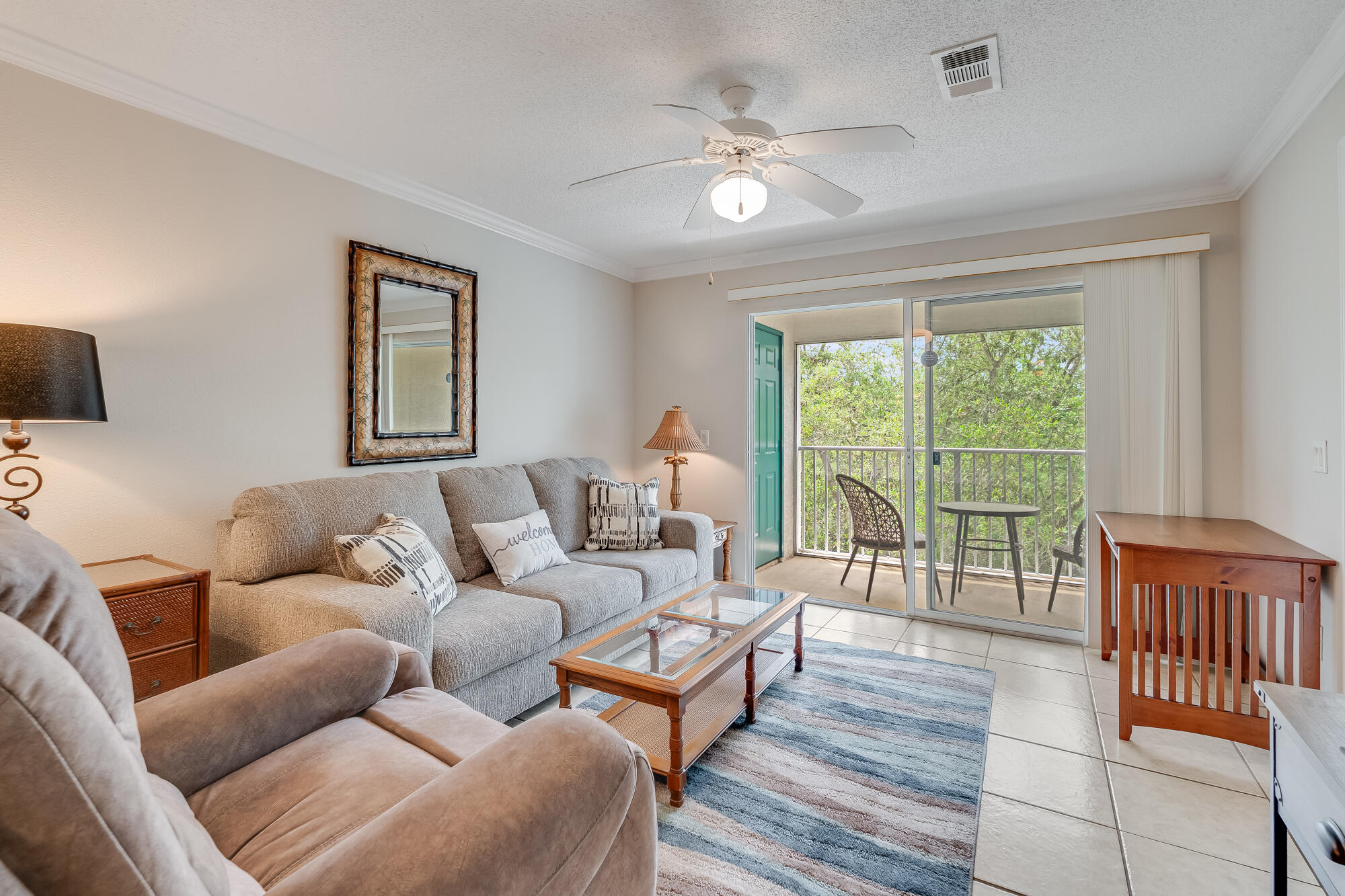 All UPGRADED! Low density complex! Only 3 buildings onsite! Ready to move in, 2 bedroom 2 bathroom condo on the 4th floor! With beautiful magnolia trees and a fully screened in porch for that perfect afternoon breeze , this 4th level unit offers natural light and pristine privacy!  Granite countertops, brand new stainless steel appliances, & a brand new washer and dryer. Tile floors in the main living rooms and dining room and new light plank flooring in all the bedrooms! Updated bathrooms! New granite vanities in both the master and the guest bathroom. Brand new HVAC, brand new water heater. Two double glass doors lead to screen porch with an outdoor closet for extra storage. Large Walk-in closets in both the bedrooms with their own private bathrooms. Located within proximity to the EOD base, the Mid-Bay bridge which will give you direct access to Destin and the beautiful white sandy beaches ! Grocery stores, coffee shops, restaurants, local eateries and bars all within distance . Next to Rocky Bayou, the water is your neighbor! Wonderful neighborhood amenities, include BBQ grills, a pool, community gym with TVs and a hot sauna! Trails to walk your furry friend and beautiful magnolia trees for shade in the summer !