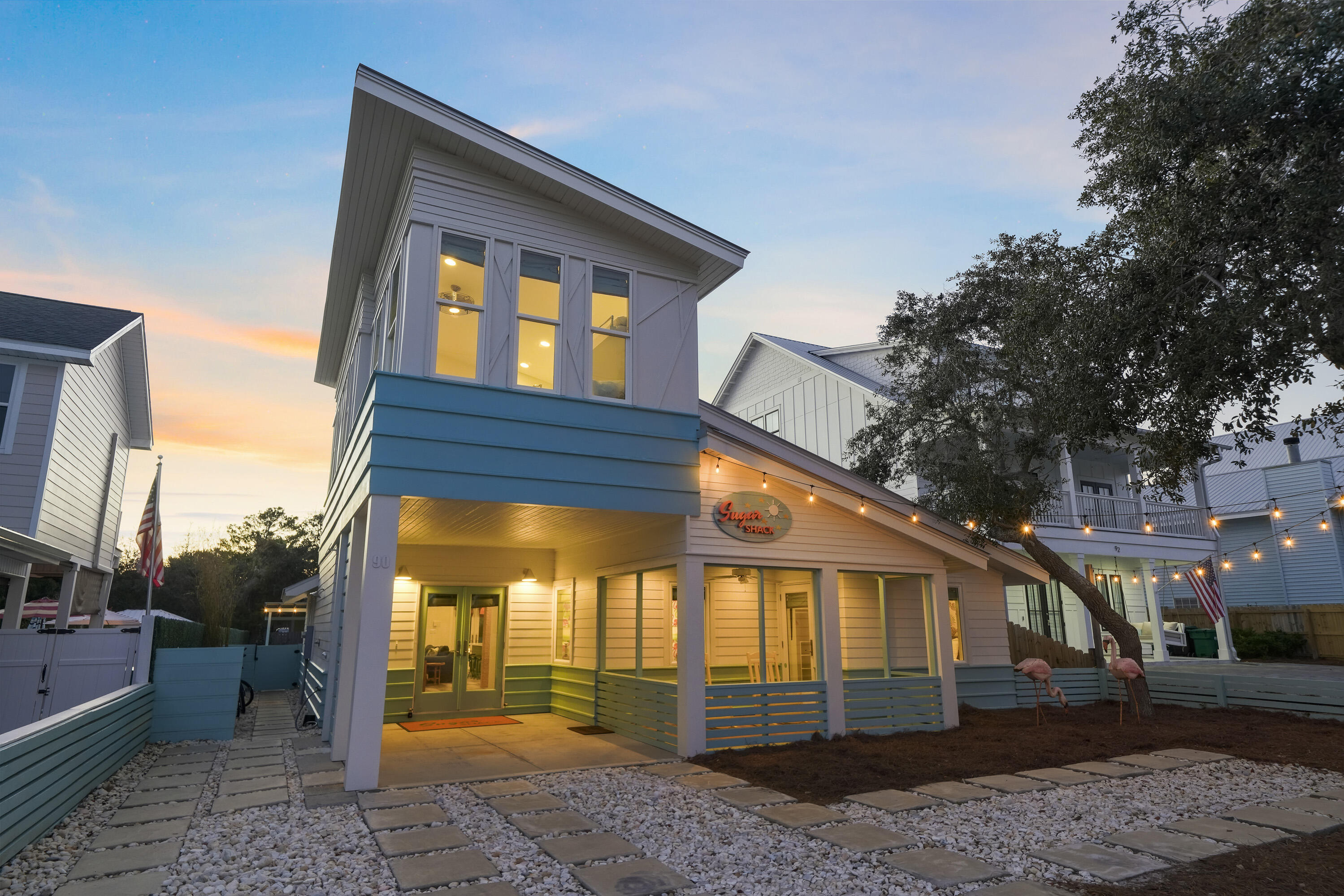 Located in the heart of Destin, Sugar Shack is a beautifully reimagined four-bedroom, four-bath home in the coveted Crystal Beach community—just a three-minute walk to the Gulf and a short drive to dining and shopping at Destin Commons. This home was taken to the studs in 2018 and completely rebuilt with new plumbing, electrical, insulation, roof, windows, appliances, and finishes—designed specifically with durability, efficiency, and rental appeal in mind. Every detail was selected to perform beautifully as a short-term rental. The New Sq footage is +/-1980 sq feet. From the moment you arrive, the home's curb appeal sets it apart. Aqua trim, bright yellow rocking chairs, and playful accents create an inviting, whimsical feel. Step inside to find an open floor plan with pine floors, bright décor, and custom details throughout. The gourmet kitchen is both stylish and functional, with quartz countertops, a farmhouse dining table, and brand-new KitchenAid appliances. French doors open directly to the pool deck, seamlessly connecting indoor and outdoor living.
The home's layout was designed with guests in mind.  Sleeps 12 comfortably!  Three bedrooms on the main level include a cheerful queen room, a king suite with porch access, and a spacious master retreat with double vanity bath and direct access to the backyard. Upstairs, the custom bunk room is a true highlightfeaturing two sets of twin/full custom-built bunks, each with an additional twin trundle below, a wave accent wall, fun décor, and a private en-suite bath.
The backyard is the crown jewel, complete with a large private pool, fire pit lounge, covered patio with outdoor TV, and grill areaperfect for entertaining and guest enjoyment. With plenty of parking, this home is designed for effortless hosting and repeat rental appeal.
With its unbeatable location, playful design, and rental-friendly floor plan, Sugar Shack is more than a beach houseit's a turn-key investment opportunity in one of Destin's most sought-after rental neighborhoods. Call me today to schedule your viewing!