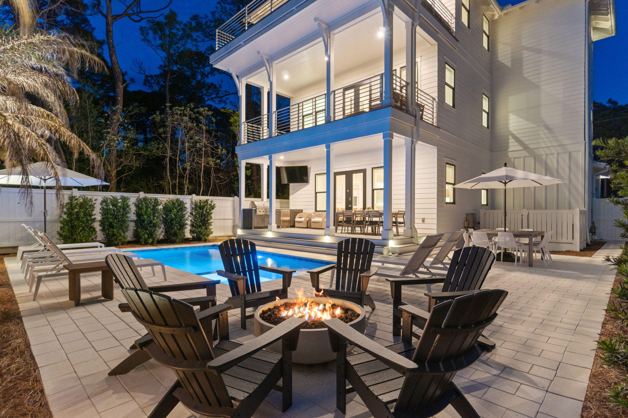 Positioned just steps from the Gulf in coveted Seagrove Beach and less than a mile from Seaside, this newly completed coastal estate redefines luxury living along Florida's iconic 30A. Spanning 4,374 square feet of finely curated interiors and complemented by an extraordinary 1,500 square feet of private balconies and terraces, this six bedroom, six and a half bath residence stands in a class of its own.

The interiors were masterfully curated by the renowned design firm Après Sun, known for their elevated coastal aesthetic throughout the Emerald Coast. Wide plank hardwood flooring, artisan tile, and bespoke countertops set a refined tone throughout the home. The kitchen features a full suite of Viking appliances, a gas range with pot filler, and a walk in pantry prewired for wine  refrigeration, ideal for future cellar conversion. Bathrooms are equally exceptional, with premium Kohler and Delta fixtures and finishes that reflect thoughtful, artistic restraint.

Constructed with performance and durability in mind, the home is wrapped in Henry Blueskin waterproofing, features soundproof insulation between floors, and is topped with a standing seam metal roof. A private elevator services all floors with ease, enhancing both convenience and accessibility. Exterior lighting and professional landscaping enhance the home's presence both day and night.

The outdoor living spaces are nothing short of resort caliber: a heated pool and spa, fire pit, multiple seating areas, and a third floor entertainment lounge with wet bar and sweeping terrace offer seamless indoor and outdoor living. Zero maintenance engineered decking provides beauty without compromise.

Professionally furnished and move in ready, this home also presents exceptional investment potential, with projected annual short term rental income of up to $288,000. Located near vendor serviced beach access at Santa Clara and just minutes to the shops, restaurants, and events of Seaside, the property offers the best of both seclusion and connection.

A must see property of this caliber rarely becomes available, prospective buyers are encouraged to bring their best offers to secure this unparalleled opportunity on 30A. Schedule your private showing today and experience one of the Gulf Coast's premier residential offerings.