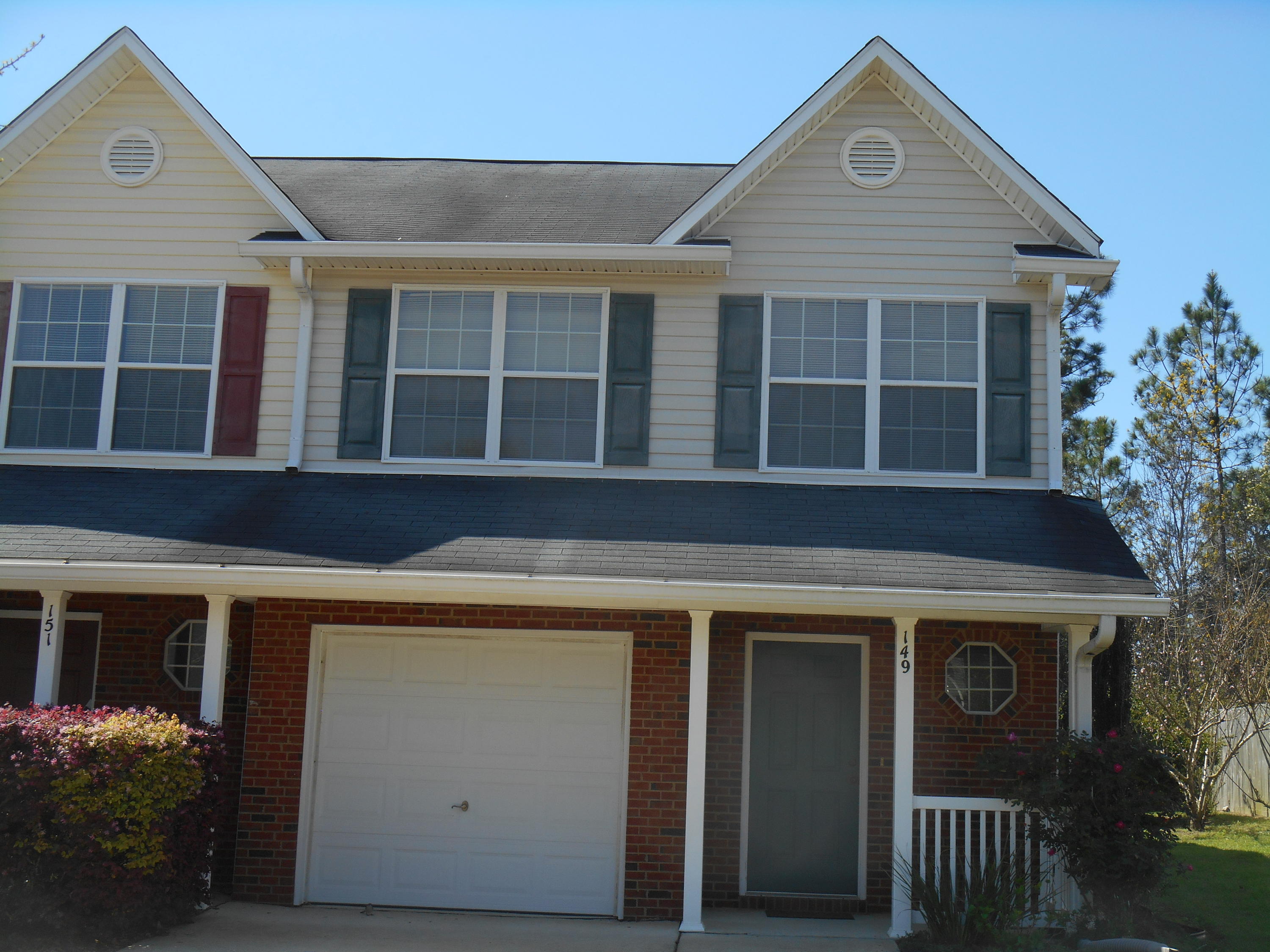 AVAILABLE December 4, 2019- End unit townhouse with nice low maintenance landscaping and a 1 car garage in Rolling Pines subdivision. The kitchen has a breakfast bar that is open to the living room and overlooks the back deck. This unit has a deck and overlooks the ''Nature area'' for additional privacy & enjoyment lawn maintenance is included. Upstairs you will find 2 nice sized guest rooms, full guest bath, large master bedroom suite with walk-in closets and master bath (1/2 bath Powder room downstairs too!). The washer & dryer closet is upstairs for ease & convenience, no more taking your laundry up & down! Centrally located near Lowes, Walmart, the bases, Hospital, & many restaurants. Call for an appointment. We will show on weekends