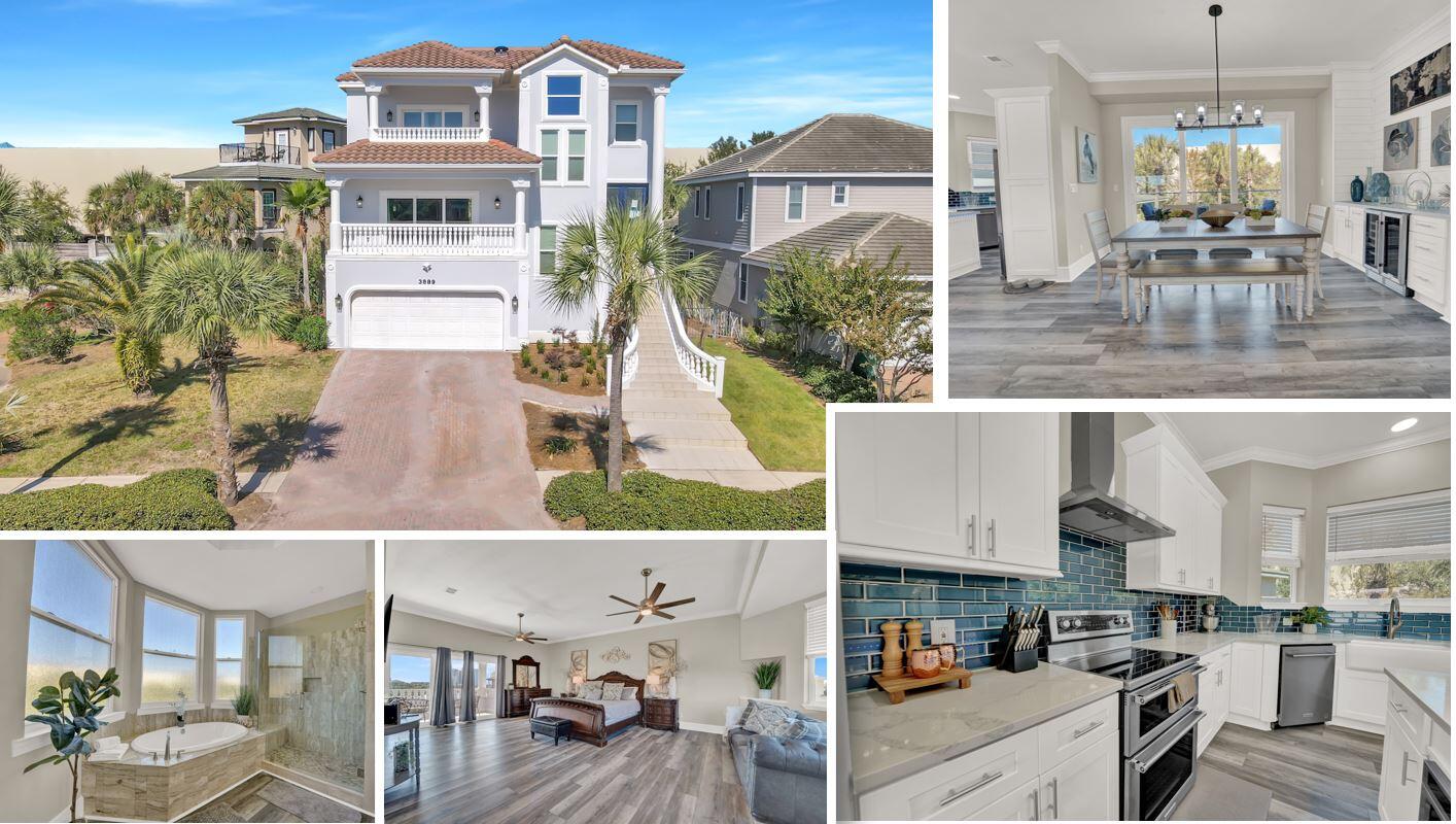 Welcome Home! Large family home located in the heart of Destin! Fully Renovated in late 2022! Located in the private, gated community of Dunes of Destin, w/ 600ft of Deeded Beach Access. This property is setup to be a short term rental and all furnishings are negotiable with the sale.  The home is positioned in an upscale community and is meant to impress as it maintains a private beach, decorated lake, and community pool for guest use. The home features 3 stories, 5 Bedrooms, and 3 bathrooms along with a large outdoor patio a spacious 2 car garage and a good sized yard with plenty of room for a pool. You can buy it furnished, stocked and ready for up to 12 Guest. All new hurricane rated windows, doors, and 3 HVAC units! Schedule your private viewing today!