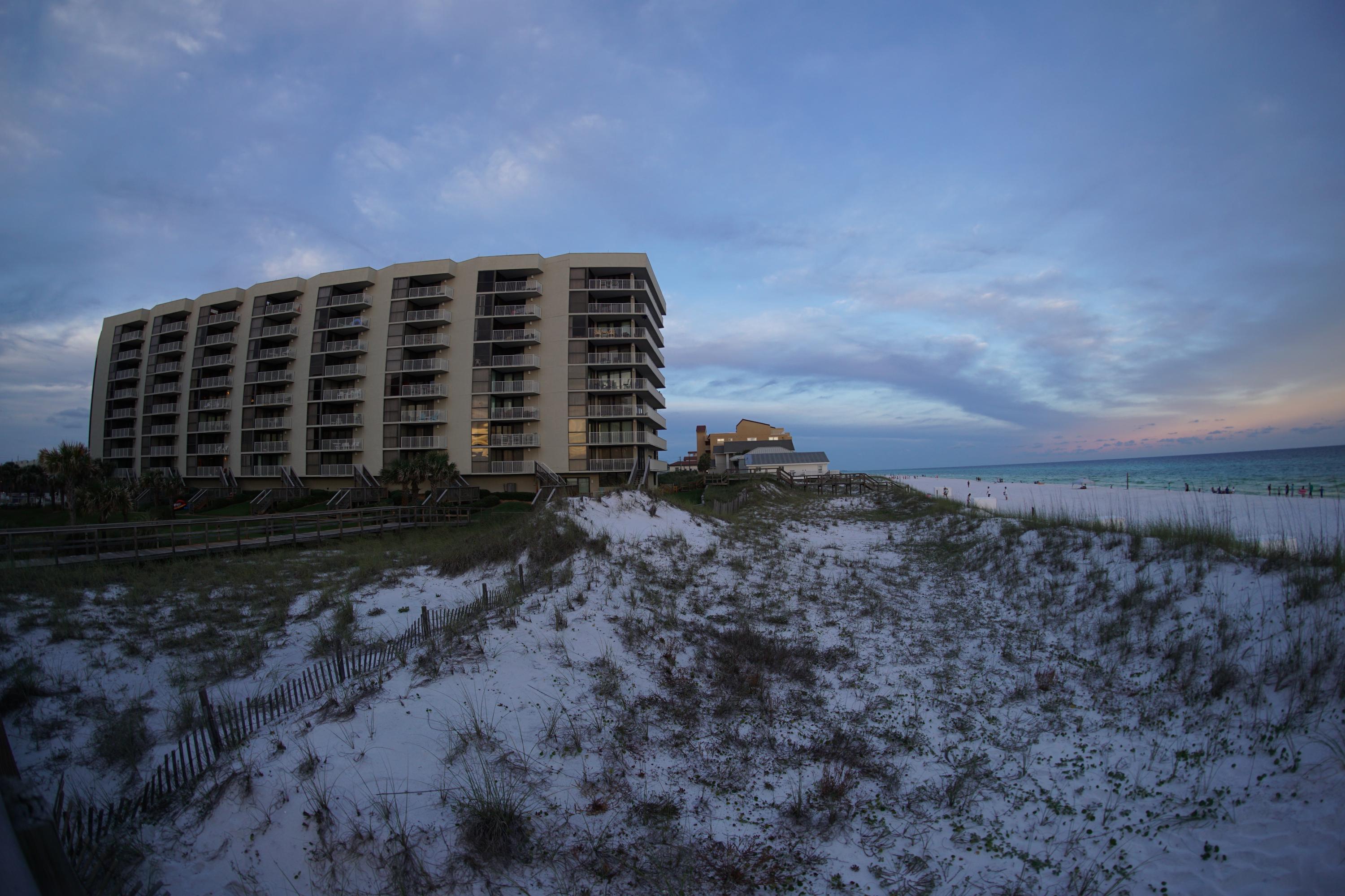 STUNNING - COMPLETELY RENOVATED beach front condo. Fully furnished and rental ready. All NEW! 3 LARGE bedroom 3 FULL baths. Granite and Carrera marble counters. NEW stainless steel appliances. FULL SIZE washer and dryer. Covered parking, THREE PRIVATE beach accesses, Gated community. UNCROWDED beach!!! Pools, hot tub, kids splash park with waterfall, arcade, tennis courts, lush grounds. Great rental or second home. Won't last long.