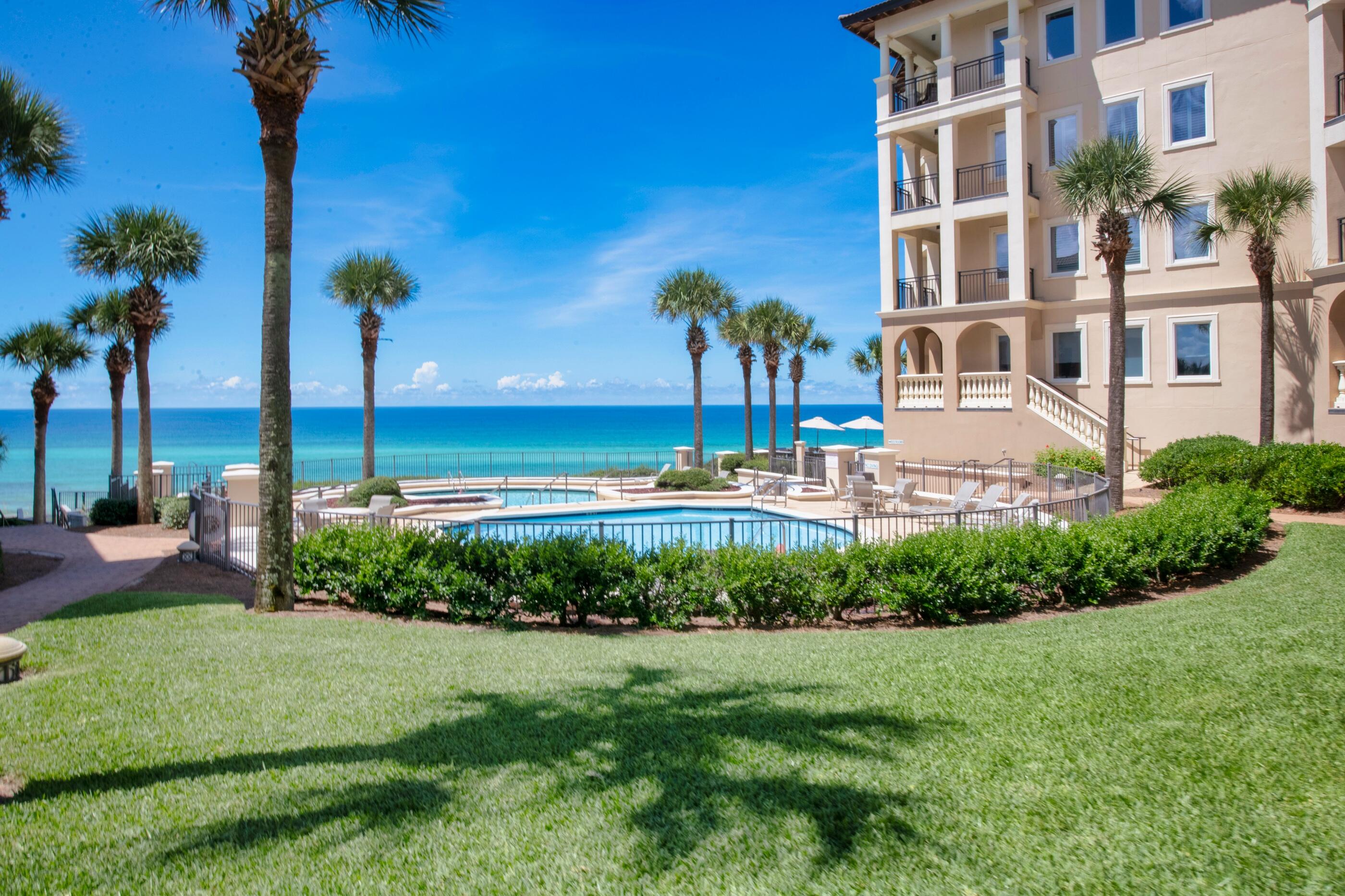 Enter the gates at Bella Vita, a Mediterranean designed condominium with lush landscaping, courtyard with fountains and swimming pools. This 3 bedroom, 3 bath unit is move in ready.  Sellers have never rented the unit,  and is sold fully furnished with exception to certain artwork, personal items and surround system.  Tiled flooring throughout the condo except bedrooms.  A new HVAC was replaced in June 2022 and a new refrigerator was installed in May 2022.  The master suite has sliding doors that has a large balcony overlooking the beautiful landscaping, pools and amazing view of the Gulf of Mexico.  The master bath suite has two vanities with tiled countertops, separate walk-in shower and soaking tub.  The kitchen has granite countertops and plenty of cabinet. Bella Vita has many amenities, covered parking with several elevators, storage for bicycles and paddle boards and a workout facility located just around the corner from B206.  A comfortable walk to the white sandy beaches on the Gulf of Mexico.  There is a separate storage next to the condo approximately 2 x 3.  Bella Vita has a minimum 30 days renal restrictions.
