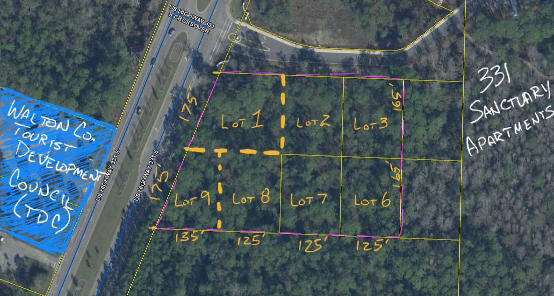 Future Land Use is shown as Neighborhood Infill, allowing 'Density up to 8 dwelling units per acre.' Approximately .47 acre lot of record with measurements of 125'x165'. Lot 3 is offered for sale collectively with adjacent lots 1, 2, 3, 6, 7, 8 & 9 collectively totaling 3.41 acres. This specific lot is owned separately, but being sold contingent and simultaneously, with these other lots. More land available.