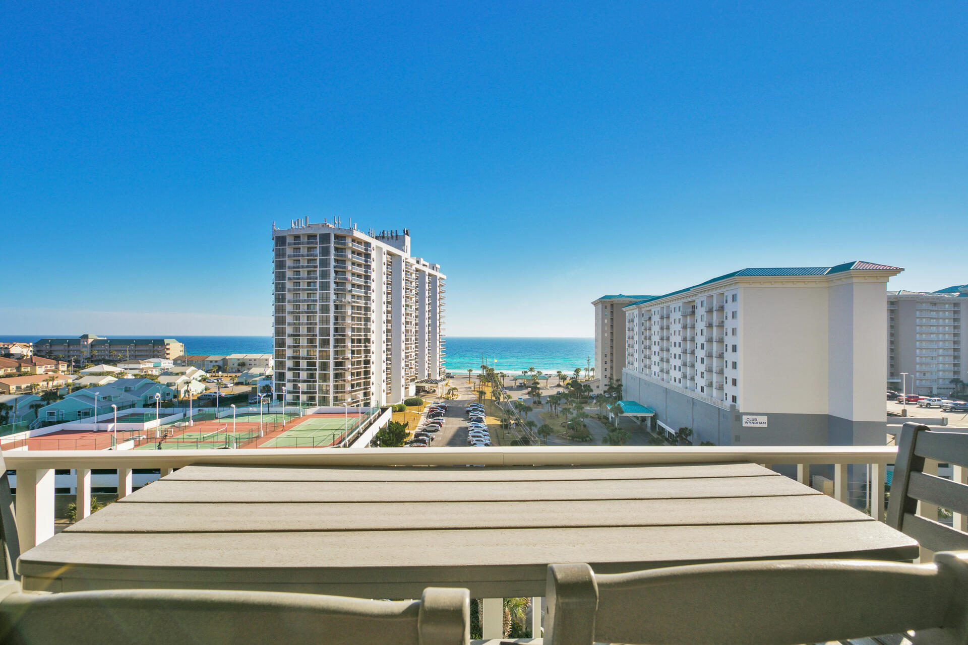 Beautiful views of the Gulf of Mexico from this 8th floor condo in the highly desirable Ariel Dunes 1! This turn-key 2 bedroom/2 bath condo exudes sophistication.  This unit has nine-foot ceilings, tile floors, granite countertops, and a fully equipped kitchen. Glass sliders lead from both the living area and master suite to your large private balcony to enjoy the views of the Gulf of Mexico and miles of coastline. 

Ariel Dunes has three large pools, a fitness center, and is part of Seascape Resort. While within the resort, many popular amenities include an 18-hole golf course, tennis facilities, and not to mention 2,000 feet of beach frontage. This unit is ideal for a beach getaway or investment property. Coastal living at its finest!
