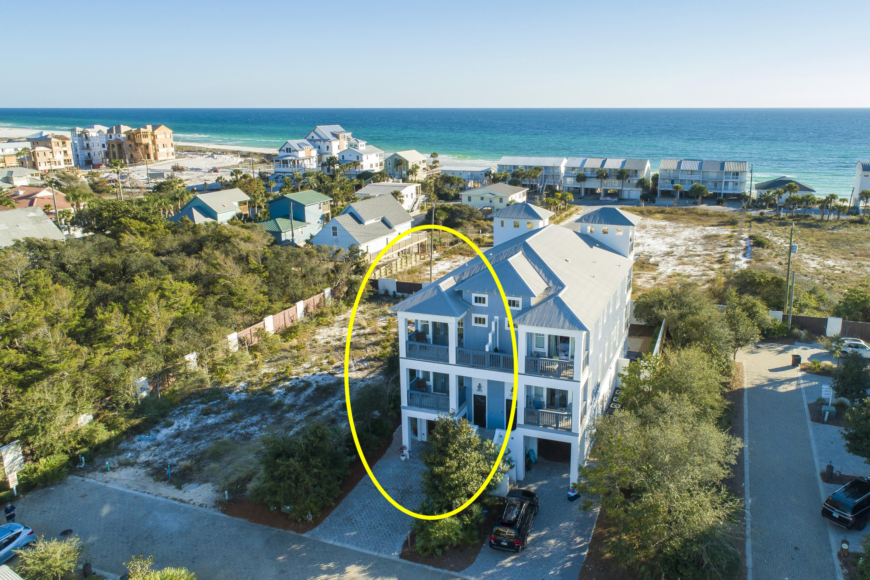 AMAZING VIEWS OF THE GULF FROM ALMOST ALL FLOORS.  THIS HOME FEATURES A PRIVATE 1st FLOOR STUDIO FULLY EQUIPPED UNIT.  ELEVATOR TO ALL FLOORS, HEATED & COOLED GARAGE... PERFECT SET UP FOR A LARGE GAME ROOM OR A MULTI BED BUNK ROOM! 2ND FLOOR FEATURES 2 MASTER SUITES WITH ENSUITE BATHROOMS (WITH TUBS AND SEP SHOWER) DOUBLE BUNK ROOM WITH IT'S OWN FULL BATHROOM, 3RD TOP FLOOR FEATURES ANOTHER MASTER BEDROOOM & ENSUITE BATHROOM, LIVING ROOM, DINING AREA AND A BOUTIQUE SIZED PRIVATE OFFICE...ALL LEADING OUT TO A BALCONY...ALL BEDROOMS HAVE PRIVATE BALONIES.
HOME IS BEING SOLD FULLY FURNISHED.  GORGEOUS HARDWOOD FLOORS, HIGH END APPLIANCES INCLUDING LARGE GAS WOLF STOVE, DUAL DISHWASHERS IN MAIN KITCHEN, BOTH KITCHENS HAVE FREE STANDING ICE MAKERS...see MORE PRIVATE HEATED COURTYARD POOL WITH LOTS OF LOUNGING AREAS, BUILT IN GAS GRILL + ADDITIONAL GRILL FOR LARGER COOKOUTS, OUTDOOR SHOWER, ALL BALCONIES ARE COVERED, PATIO IS PARTIALLY COVERED AS WELL.
SLEEPS 12 CURRENTLY BUT CAN ACCOMODATE MORE!   
WITH VIEWS LIKE THESE THIS IS TRULY A GEM.  All room sizes and square footages to be verified by Buyer.