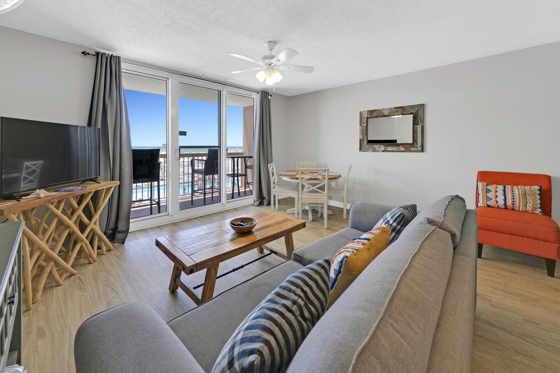 BEST PRICED in Pelican Beach! Incredible opportunity to own a 1 bed + BUNKS condo at Pelican Beach! Located directly on the famed beaches of Destin...enjoy sun-splashed days of swimming, biking, and relaxing before coming home to this super spacious 1 bedroom condo with incredible Gulf views. This beach inspired condo offers a large master suite with a private bathroom, hallway bunks, and a guest bath. This condo is fully furnished and rental ready. Unit 105 has stunning Gulf views from the balcony and not to mention overlooks the NEW beachside 114 ft zero entry pool with a 12 seat spa! Also, first floor means NO elevator waits and quick access to the beach! Pelican Beach is centrally located to all the dining and entertainment Destin is famous for including spas, shopping, golf, fishing and more! Pelican Beach has an amazing resort style amenities, including: three swimming pools (one indoor), tennis, hot tub, huge sun deck, beachfront grill, fitness center, building security system with cameras, upgraded cable and super high-speed internet, on-site cafe and market, 24 hour reservation desk, convention/meeting services and covered parking garage!  This unit is ideal for a beach getaway or investment property! Coastal living at its finest!