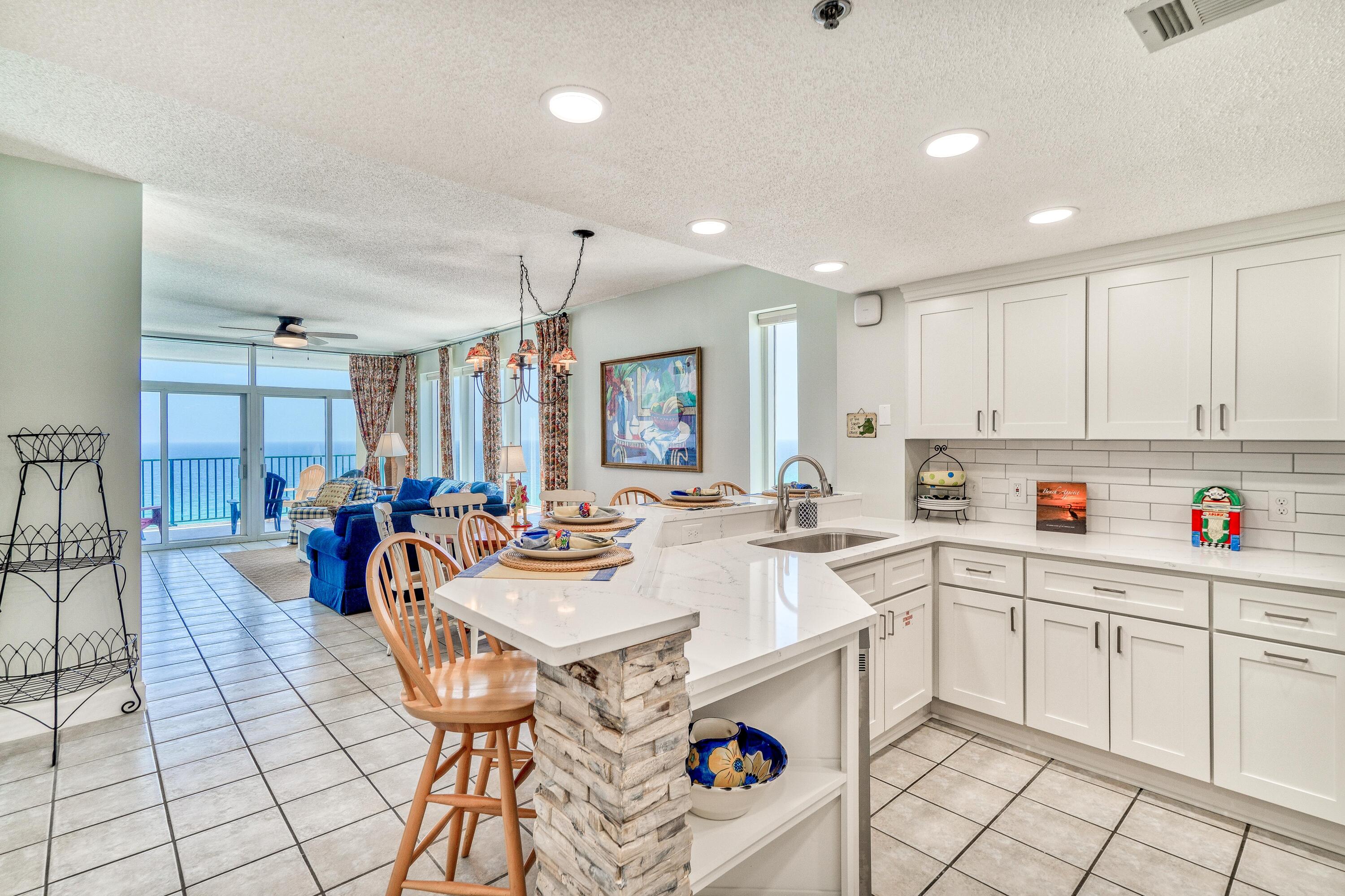 Beautiful highly desirable corner unit on the 14th floor of Jade East Towers, one of Destin's premier Gulf front communities. Jade East offers a private gated entry offering a great combination of amenities and accommodations This condo has 10' ceiling, a very large balcony, and over 1600 square feet of living space with 3 bedrooms and 3 full baths. The condo also features 2 large master suites one master with beautiful views of the Gulf.  The kitchen was recently updated with new cabinets, appliances, backsplash, and countertops. Recent mechanical updates include a new HVAC, Hot Water heater, and electrical panel.
This original owner, mostly owner-occupied unit you do not want to miss.