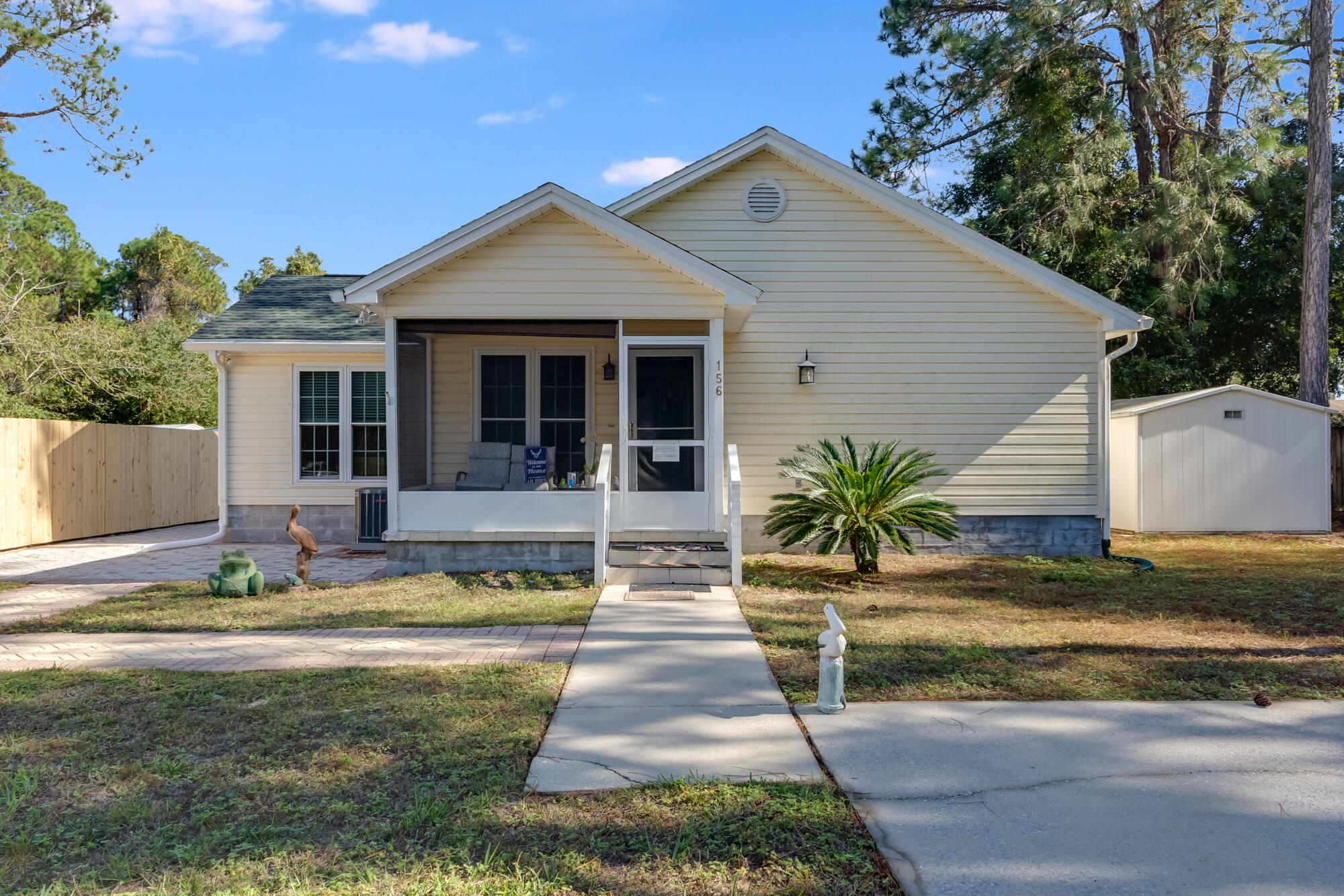 Charming 3-Bedroom Home Near 30A Beaches - Perfect for Coastal Living!
Welcome to 156 Winston Manor Road, a delightful 3-bedroom, 2-bathroom home with a flex room or den, offering 1,420 square feet of versatile living space. Situated just across from the stunning beaches of 30A, this property combines comfort, convenience, and an unbeatable location.

The open floorplan creates an inviting space, ideal for entertaining or relaxing with family. Recent upgrades include a brand-new water heater and a high-efficiency TRANE 1/2-ton AC unit installed in 2023, along with new insulated windows designed to enhance energy efficiency and comfort. A flex room provides endless possibilities, whether you're looking to create a home office, playroom, or additional lounge area. The outdoor shed offers extra storage space, and the included washer and dryer make moving in even easier.

With no HOA, this home is a fantastic option for a primary residence, vacation getaway, or investment property. Its prime location near the pristine beaches of 30A ensures easy access to outdoor activities, dining, and entertainment. 

Don't miss the chance to make this coastal retreat your own. Schedule your showing today!