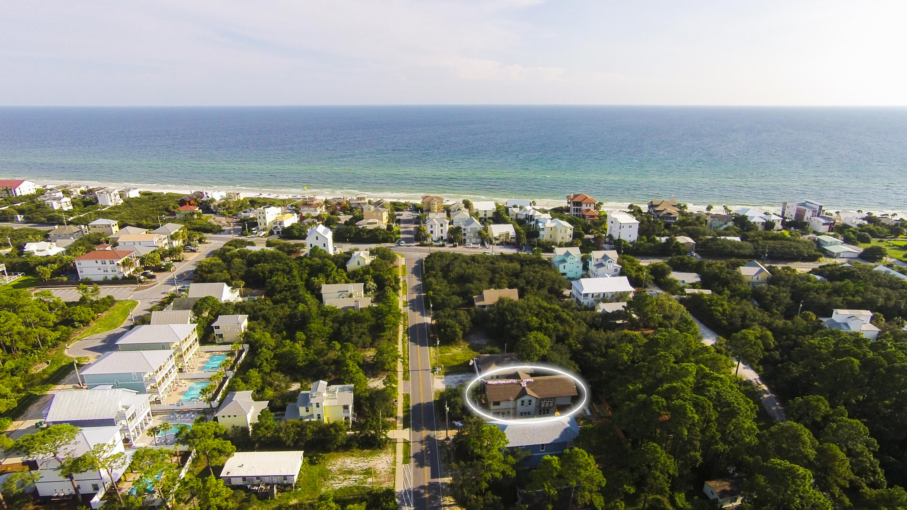 This two-story approximately 2,926 square feet home includes 5 bedrooms 4.5 baths and media/sitting room. Located in the heart of Seagrove Beach just 300 yards to beach access and 1.25 to Seaside. This open floor plan home offers optimal use of space for indoor and outdoor entertaining with 4 covered porches to expand the indoor living out. The interior features high end finishes, 5'' grey Ashwood wood floors throughout, 10' ceilings on both levels, quartz countertops in kitchen and baths and stainless-steel appliances just to name a few upgrades. The oversized living area, kitchen, dining, half bath, Jr. master suite with private bath and laundry room are situated on the first level. The second level features the master bedroom with private bath and deck overlooking the backyard, media/sitting room, 3 additional bedrooms (one with private deck) and 2 baths. No HOA! Room for a pool! Perfect for vacation/investment property. Centrally located to the best dining, unique boutique shopping, bike paths and some of the most challenging golf courses the gulf coast has to offer. Easy access to Hwy 98, allowing you to explore the nearby cities of Destin or Panama City Beach, as well as, the Northwest Florida Beaches International Airport. Call for more details!