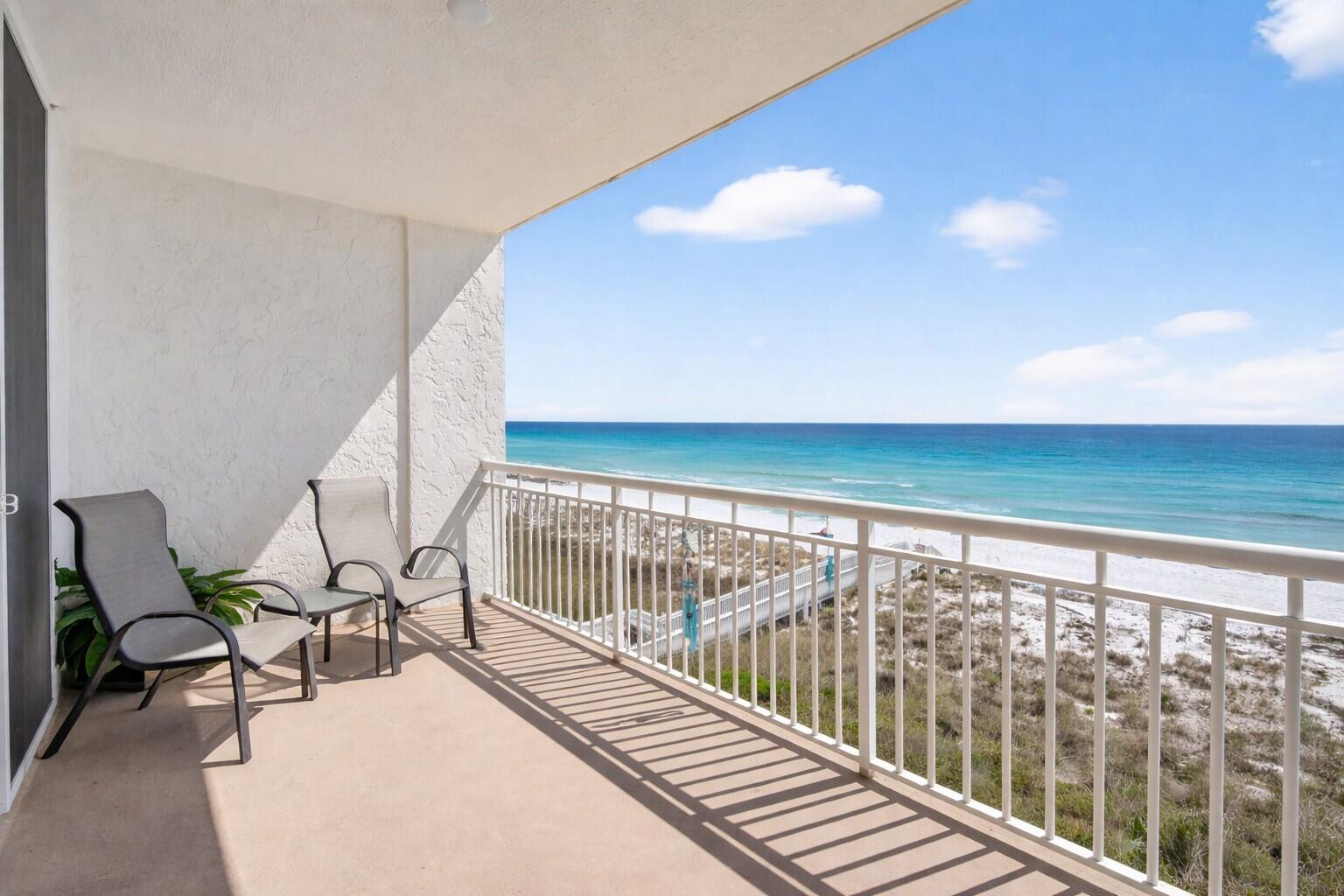 The Tides of Destin #5045 is a 2-bedroom 2-bath Gulf front condo, located on Holiday Isle in the heart of Destin, FL. 
The entire building is non-rental, so this property is perfect for a second home, or a full-time residence. The centerpiece of this 1,620 sqft. unit has an oversized living area with an amazing Gulf view, as well as access to the large balcony. 9 ft ceilings add to the appeal of this unit. The main bedroom also has a Gulf view with balcony access. and floor-to-ceiling windows. This bedroom has a private bath with a double-sink vanity, a dressing area & a spacious closet. The second bedroom is very large and private with direct access to the guest bath. The oversized kitchen features a large breakfast bar and abundant countertop & cabinet space. Interior features include new windows & new floor-to-ceiling sliding glass doors, new HVAC, new water heater, and new sink fixtures. A wet bar in the living area makes entertaining a breeze.
Tile flooring throughout (carpet in bedrooms) Only 10 two-bedroom units of the 76 in the Tides of Destin, so this is a less common opportunity to purchase a spacious unit in a building designed for beach life. 
Tides amenities include: gated entry with 24-hour security, covered parking, on-site association manager, on-site maintenance superintendent, and a dune walkover to 387 feet of beach.
Private pool with an expansive deck, plus tennis/pickleball courts and playground. Interior features include new windows & new floor-to-ceiling sliding glass doors, new HVAC, new water heater, and new sink fixtures. A wet bar in the living area makes entertaining a breeze.
Tile flooring throughout (carpet in bedrooms) Only 10 two-bedroom units of the 76 in the Tides of Destin, so this is a less common opportunity to purchase a spacious unit in a building designed for beach life. 
Tides amenities include: gated entry with 24-hour security, covered parking, on-site association manager, on-site maintenance superintendent, and a dune walkover to 387 feet of beach.
Private pool with an expansive deck, plus tennis/pickleball courts and playground. Another amenity is an owner-assigned 6x6 exterior storage unit located on the same floor.