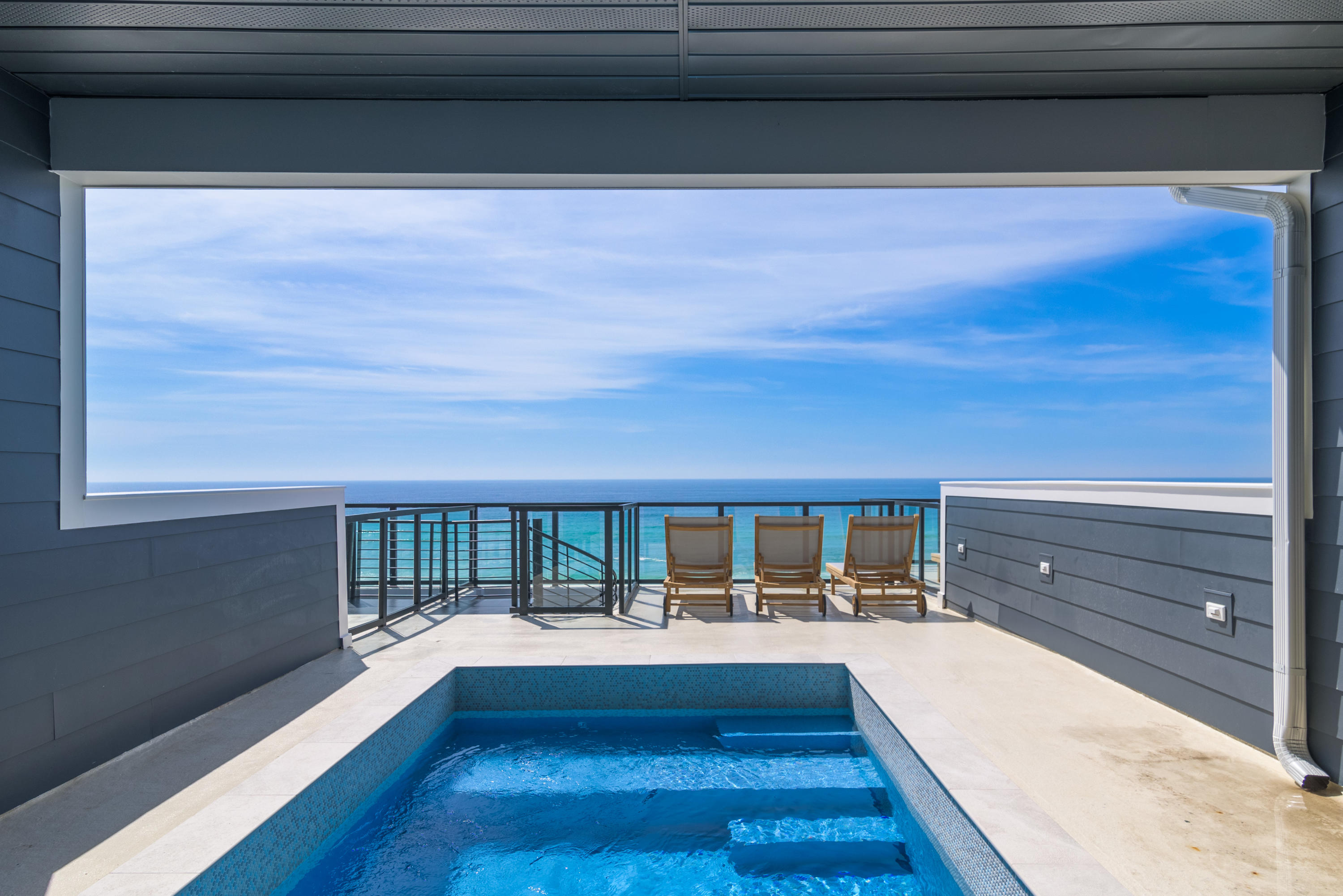 Henderson Beach Villas is Destin's newest and highly anticipated luxury beachfront project. Unit 9 features an expanded covered patio and private rooftop pool. It's set to top $250K in first-year rental income. With its gulf front location, luxurious in-unit amenities, elegant design, and premier location in Crystal Beach, Henderson Beach Villas sets a new trend in sophisticated coastal
lifestyles on the Emerald Coast. Each villa is equipped with a private movie theatre, a rooftop gunite pool, 4 floors of outdoor space, and an in-unit elevator.
Professionally designed by Duce & Co, this 3,537-sqft, 6-bedroom villa features 4 floors of luxurious interiors with porcelain and hardwood floors; high-impact retractable glass sliders; 10' first-floor ceiling; quartz, marble, and quartzite surface in kitchen and baths; Sub-Zero and Wolf Appliances; and custom shaker cabinets. The beach is given center-stage at every chance. See-through glass surrounds on the balconies and rooftop deck elevate
views of turquoise waters. The expanded, 348-sqft ground-floor patio extends deep into the sugary white sands to create
optimal lounging. The 658-sqft-rooftop deck is the perfect post to watch Destin's famous sunsets across the Gulf of Mexico. In
addition to the heated, 9'x16' gunite pool, the rooftop includes a covered cabana, grill area, and storage. The theatre room
offers the next best view with full projection and raised seating. Henderson Beach Villas has considered every aspect of luxury
coastal living, including privacy and noise with soundproof dual acoustical panels and firewalls between units; soundproofing
between floors; and sound mats under all levels. This villa is pre-wired for Control4 smart home operating and includes a full
home sound system. Rental projections top over $275K a year! This 10-unit community offers 2 parking spaces per unit plus 5
extra spaces, gated beachfront access, and a private beach walkover.