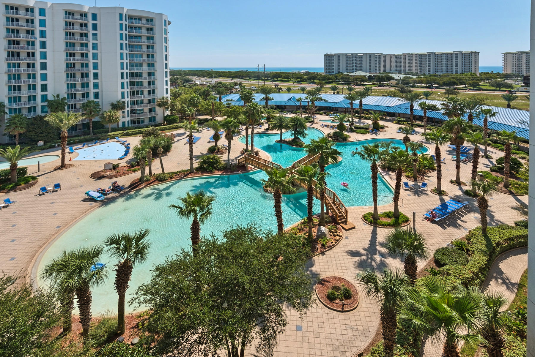 Welcome to Paradise and The Palms of Destin Resort !
This 7th floor unit has gorgeous unobstructed views of the Oasis pool and the Gulf. Imaging sitting on your balcony and enjoying the spectacular sunsets. This Jr 2 bedroom unit is in great condition and has just had a new HVAC installed at a cost of $3,900. This condo has 9 ft ceilings, and granite countertops in the kitchen and baths. The Resort is a 2 acre oasis that includes a 11,000 lagoon pool with bridges and waterfalls, children's pool with splash pad, luxury spa, fitness center, tennis, restaurant, and convention space. The Palms are centrally located in Destin and close to restaurants and shopping with shuttle service to the beach in season.
This unit also has the 2017 assessment fully paid.
