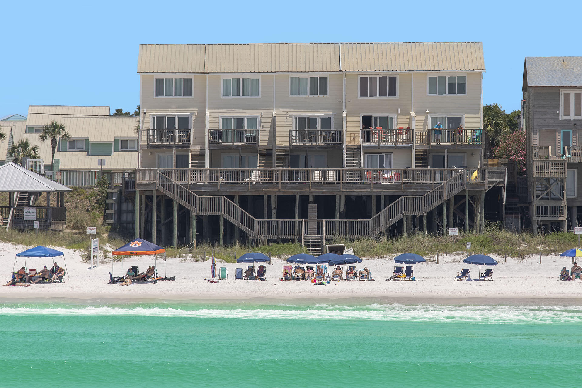 Summerhaven units 3 and 4 combined offer a total of 6 bedrooms and 6 and a half baths delivering stunning Gulf views from almost every room. The layouts of Summer Haven 3 and 4 have a split floor design with individual guest quarters on the first & third floors with the main living area and kitchen in between on
the second floor.  The entire first floor encompasses a dedicated beachfront guest quarters.
The master bedroom is on the third floor. Balconies on the first and second floors lead to stairs down to your private beach. Situated right on the water, you simply can't get any closer to the Gulf. Lounge
on your balcony and enjoy incredible sunrises and sunsets. This is what Gulf front living is trulyall about. Close to Sandestin Resort, the Village of Baytowne Wharf, Grand Boulevard and locations of interest you will enjoy fine dining, shopping, and entertainment.Survey provided upon request. Summerhaven units own their portion of the beach down to the water's edge! Note: Unit 3 is listed individually. MLS #906855 for 1,600,000. Unit 4 is MLS #906856 and priced the same. Call
and schedule your viewing today. Prospective Buyers and their Agents should confirm all
information to their satisfaction.