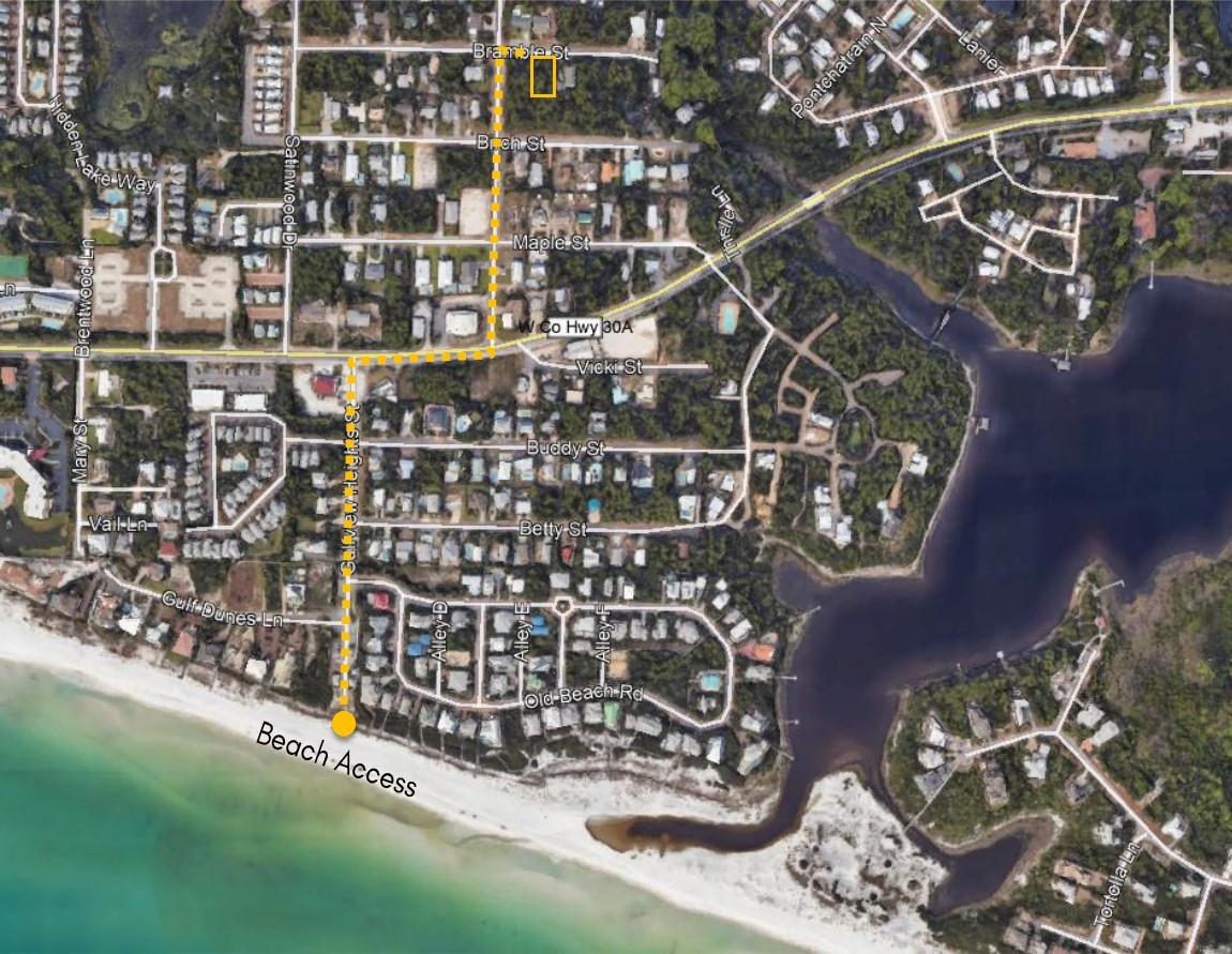 This large wooded lot (75 by 110) is less than a half mile to the beach. No HOA or build out time. It is in Flood Zone X (no flood insurance required) and ready for your next beach home. The public beach access at Gulfview heights is a short bike ride or stroll to end of the street across 30A. It has bathrooms, bbq, parking for 20+ cars and 7 golf carts. This is the perfect lot to build your dream beach house. It is private yet so close to all 30A has to offer. *** Buyer is responsible for personally verifying details about this property. Any information contained in this listing is believed to be accurate but is not guaranteed***