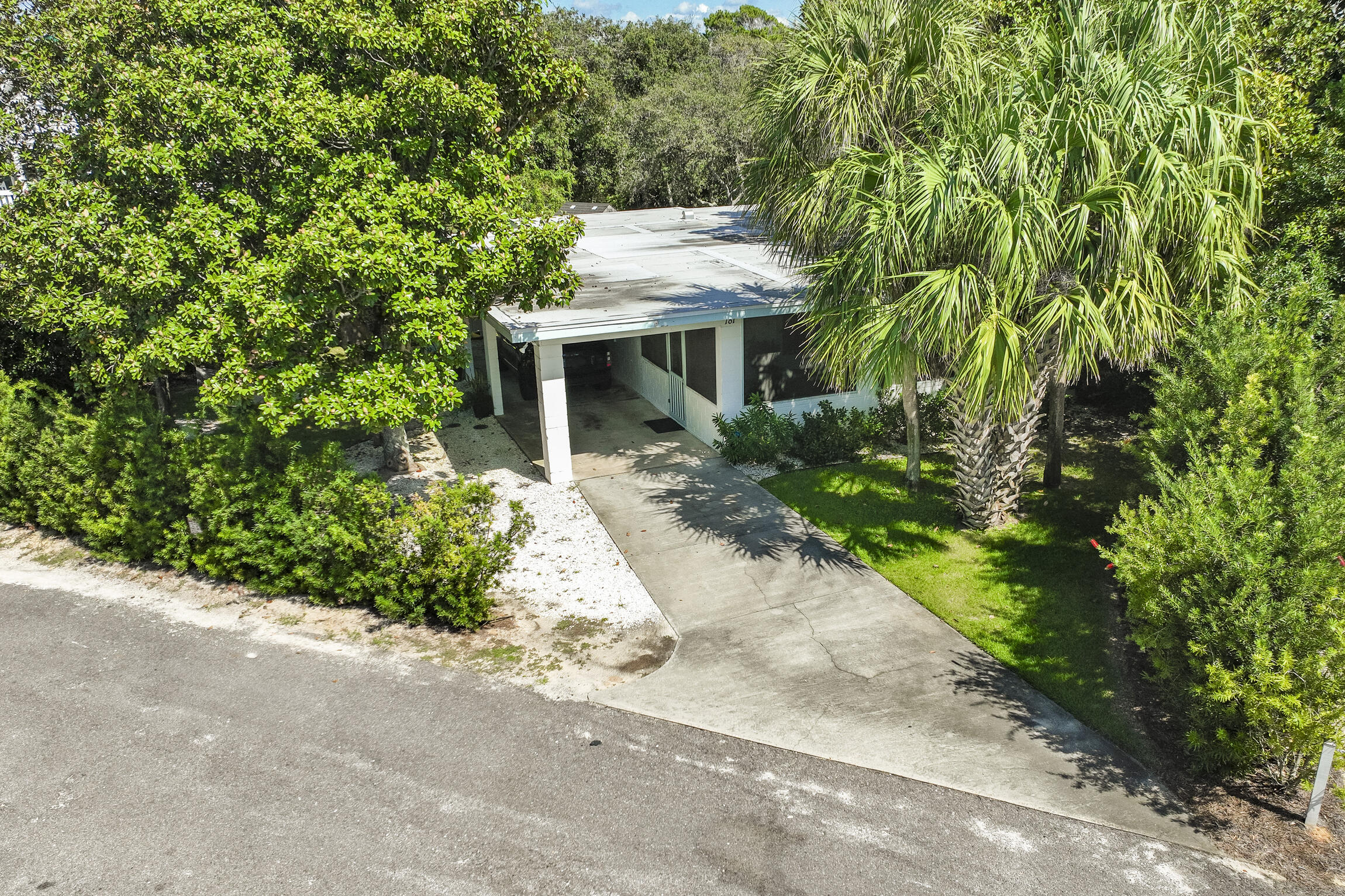 Fantastic opportunity to be steps to the beach just 2 lots from Blue Mountain Beach Rd and the neighborhood beach access. Located in beautiful Blue Mountain Beach, this spacious homesite is 75 x 150. 
A small original concrete block cottage is located on the lot. 2 bedrooms/1 bath. It's adorable and could be used until you build your dream home. Currently on a month to month lease. 24 hr notice and appointment needed to show. 
Survey available. Sold As-Is.
