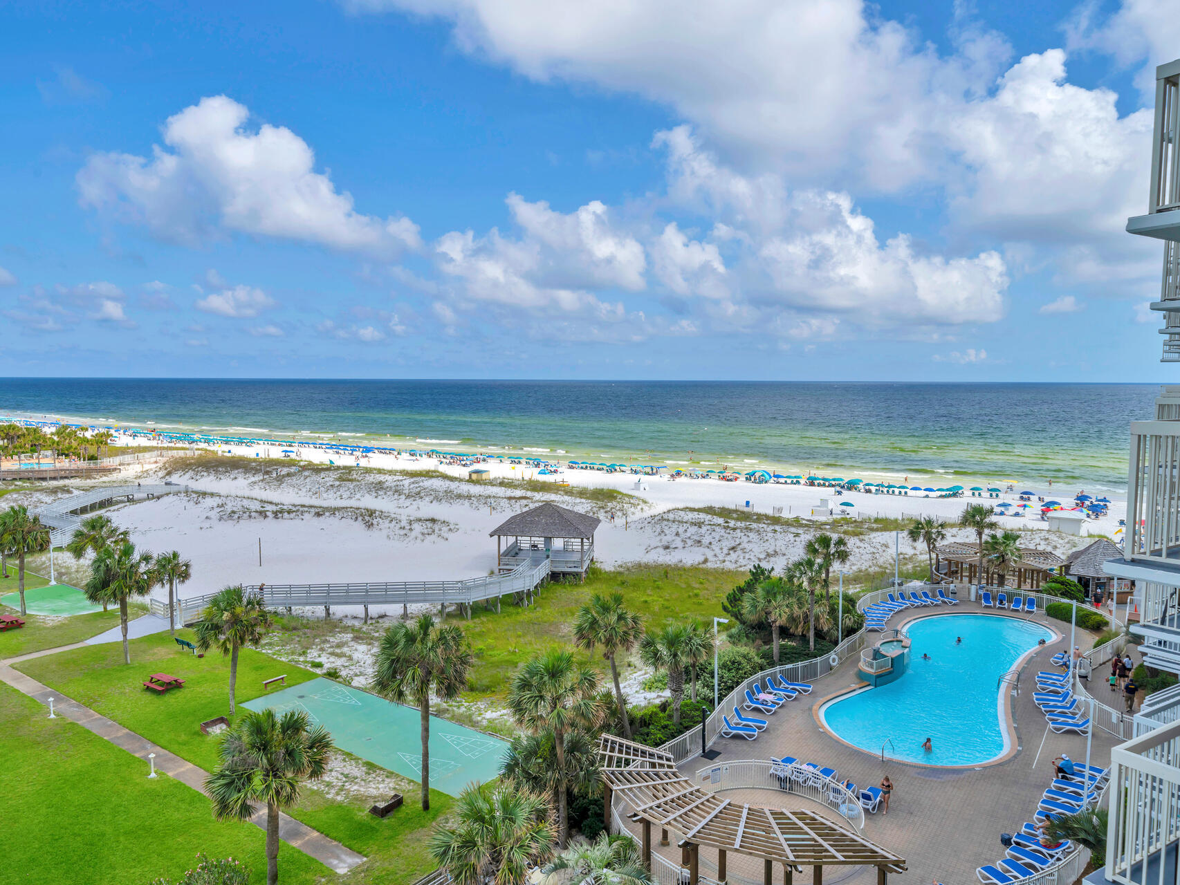 IT'S ALL ABOUT THE VIEW!! Incredible opportunity to own a 2 bed/ 2bath condo at Pelican Beach! Located directly on the famed beaches of Destin...enjoy sun-splashed days of swimming and relaxing before coming home to this super spacious 2 bedroom condo with incredible Gulf views. This beach inspired condo offers a large master suite with GULF views along with a private bathroom, spacious guest bedroom, guest bath, in unit laundry, and open kitchen/living room overlooking the gulf. This condo is turnkey, fully furnished, and rental ready! This unit has been fully renovated and updates of this unit include LVP flooring, granite countertops, stainless steel appliances, and new coastal modern furniture! Pelican Beach is centrally located to all the dining and entertainment Destin is famous for including spas, shopping, golf, fishing and more! Pelican Beach has an amazing resort style amenities, including: three swimming pools (one indoor), tennis, hot tub, huge sun deck, beachfront grill, fitness center, building security system with cameras, upgraded cable and super high-speed internet, on-site cafe and market, 24 hour reservation desk, convention/meeting services and covered parking garage! This unit is ideal for a beach getaway or investment property! Coastal living at its finest! Call to book a private showing!