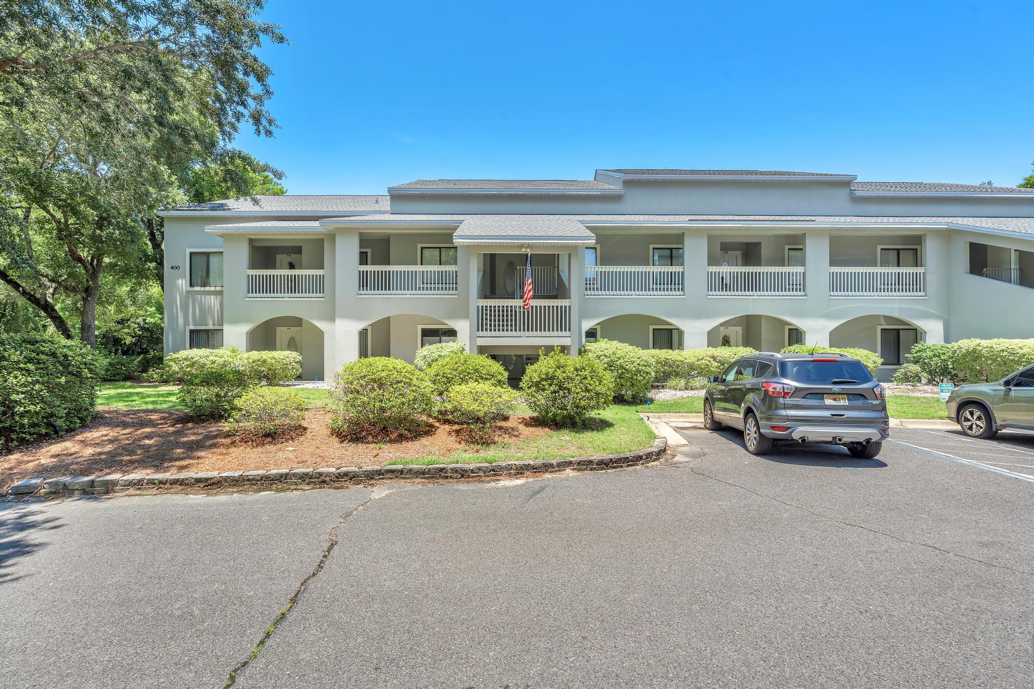 Introducing this stunning 3-bedroom, 2-bathroom condo located in the heart of Bluewater Bay! Upon arrival, you'll sense 'resort style' living with adjacent tennis/pickleball courts (membership required) and well maintained walking paths. This modern unit boasts stainless steel appliances, extra kitchen cabinets, and a convenient breakfast bar perfect for entertaining guest. The large living area connects to a private balcony where you can enjoy fresh air & water views. Master suite also includes a private balcony with water views. With the convenience of a washer and dryer included, this condo offers the perfect blend of comfort and functionality. Water, sewer and trash are included with rent. Don't miss out on the opportunity to make this condo your new home! Contact us today for your showing!!