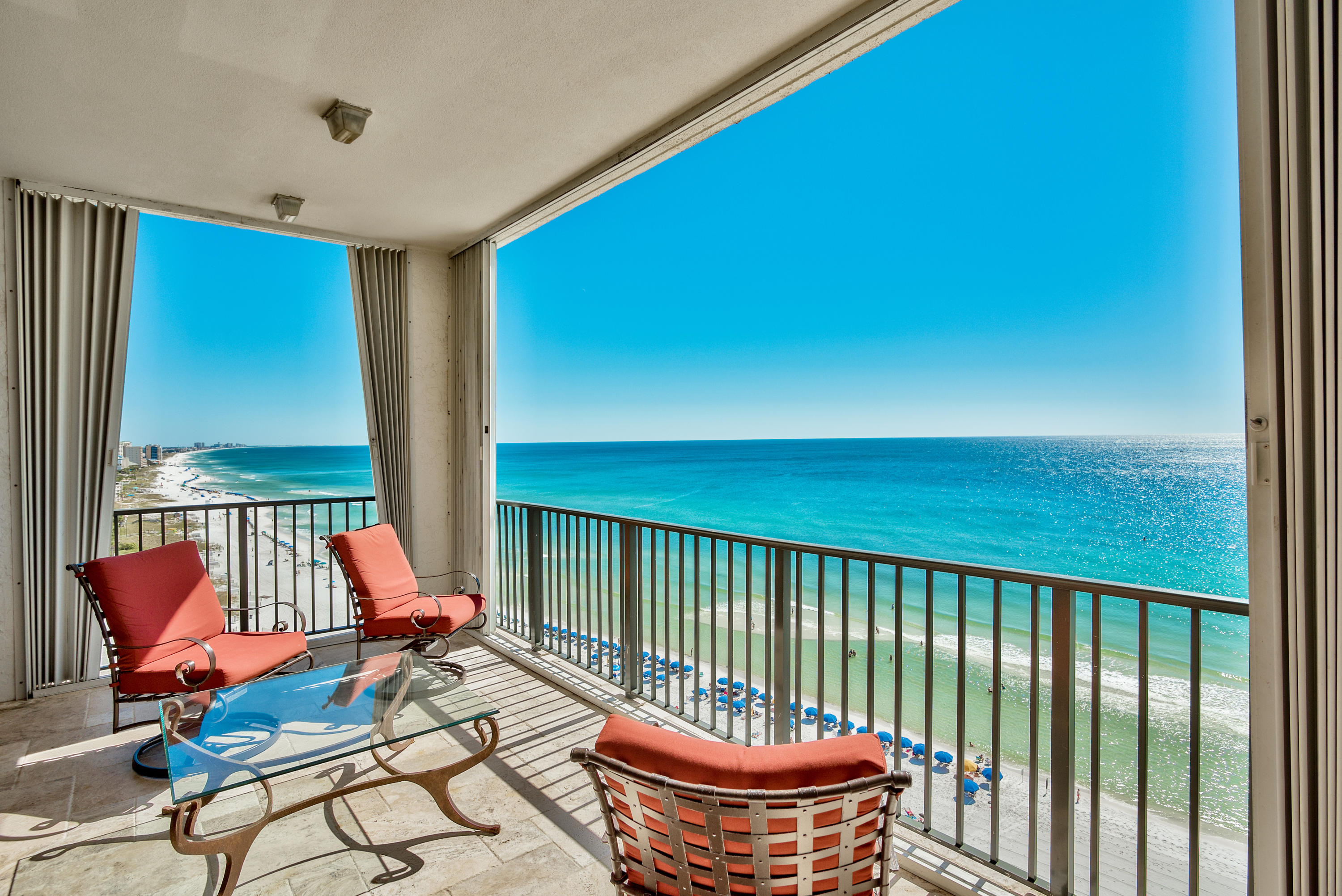 PENTHOUSE residence in exclusive rental restricted development. Enjoy a coveted location on the ''world's most beautiful beaches''. Stunning 12th floor condo spans across 60ft. of gulf front and features over 4,000 sq. ft. of indoor and outdoor living space. Cleverly redesigned and ideal for both second homes and full time residents. You will appreciate the solid construction and attention to detail in this home: wood and stone flooring, solid wood trim and moldings, soaring ceilings and walls of windows. Thoughtfully styled with classic design and luxurious touches. Presented fully furnished, with accessories and custom linens included. Well-appointed Master Suite boasts panoramic gulf views, fireplace, custom built in cabinetry and large walk-in closets. The additional

bedrooms are large and have great gulf views, private balconies and en-suite baths. Chef's kitchen is outfitted with quality appliances and impressive woodwork. Wide plank wood floors and beamed ceilings create intimacy in the living and dining areas. 11 foot ceilings and walls of windows provide forever views of the gulf of Mexico. This penthouse unit also offers covered parking spaces, private foyer, hurricane shutters and a climate controlled storage area. Regency Towers is a gated community with 2 towers. Each tower has only 24 units and only 2 residences per floor. Resort amenities: fitness center, locker rooms, saunas, lake front basketball court, shuffle board, clubhouse, pools, game room and tennis court. Full-time staff is onsite and eager to assist the owners. Chairs and umbrellas are setup daily for the exclusive use of the owners and their guests and the large private beach is monitored to ensure your quiet enjoyment.