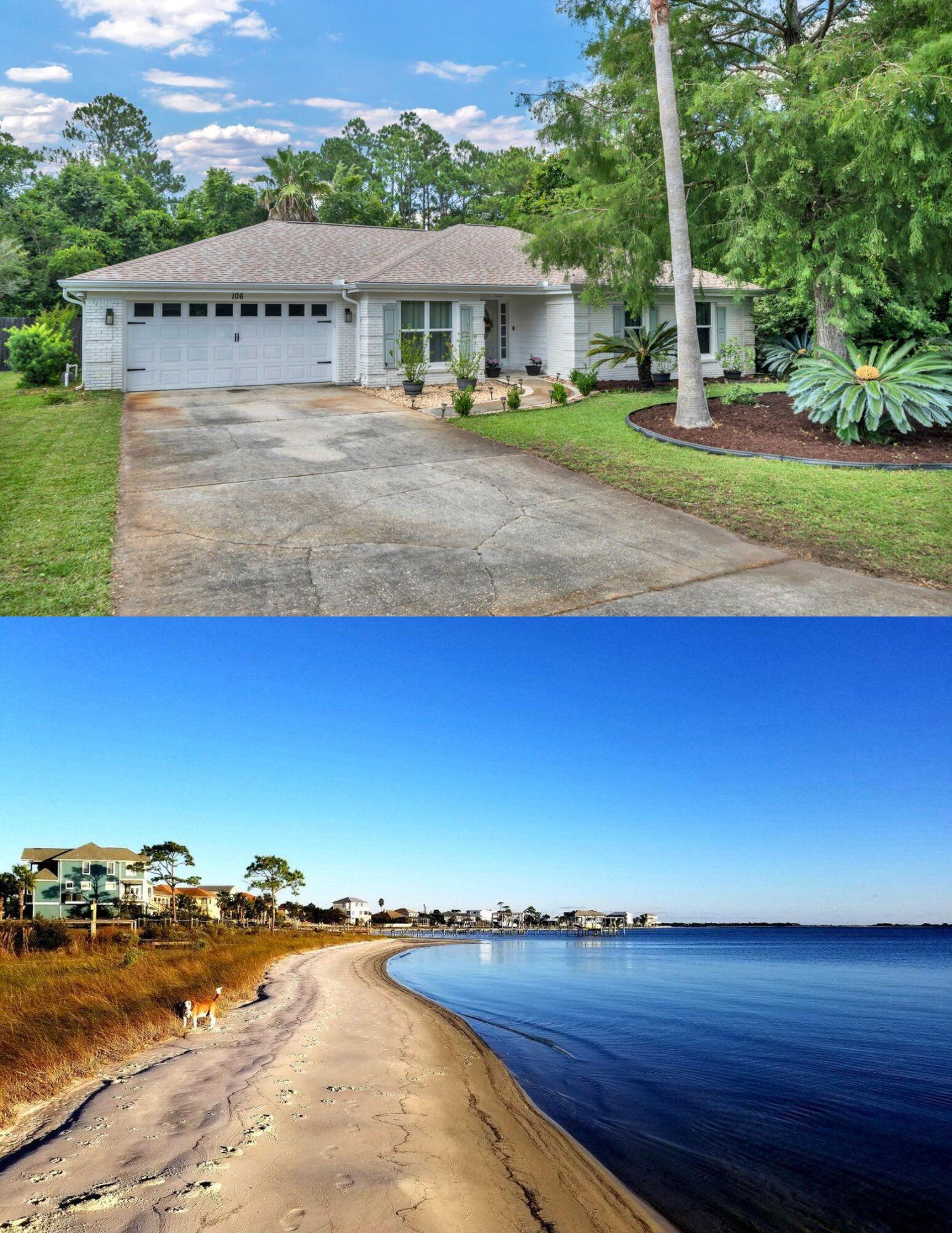 Welcome to this stunning 4-bedroom, 2-bathroom home located in a highly sought-after subdivision. Spanning 2,244 square feet, this home boasts numerous upgrades and modern amenities. The new roof (2021), HVAC system (2010), Rinnai tankless water heater (2023), impact-rated windows (2015), Insinkerator garbage disposal (2021), microwave (2024), refrigerator (2022), and 3-rack dishwasher (2024) ensure peace of mind and convenience. Smart home features include a doorbell, front door lock, thermostat, and a WiFi-enabled app-controlled sprinkler system. The open floor plan, complemented by all-new paint, showcases brand-new premium LED light fixtures, chandeliers, and ceiling fans. Neutral 18x18 Italian porcelain tile and LVP floors flow throughout the home. The living room features a cozy fireplace and cathedral ceilings, which extend into the kitchen and master bedroom. Crown molding adorns the bedrooms, adding a touch of elegance. The gourmet kitchen is a chef's dream with rolled granite countertops, soft-close cabinets, an upgraded faucet, statement chandelier, and recessed lighting. With membership of the voluntary HOA you can have access to the neighborhood beach. 

Bathrooms feature luxurious cultured marble vanity countertops. The hall bath includes a touch-activated dimmable LED mirror with three light modes and anti-fog technology. The spacious master bedroom includes a sitting area and an en-suite bath with his and her walk-in closets, double vanities, a jetted garden tub, a walk-in shower, and a private toilet area.

Outdoor features include a private shower area for rinsing off after the beach with easy laundry room access, a 20x20 tiled patio, and an 8x12 shed with skylights and flooring. The home is illuminated by new LED exterior lights and floodlights.

Located a short distance from private beach access, this home offers the best of coastal living. The voluntary HOA is only $225 per year and provides exclusive access to the boardwalk, beach, swimming, fishing, and breathtaking sunset views. Additionally, the home is conveniently situated just 1 mile from Publix grocery store, shopping centers, and restaurants.

Don't miss this opportunity to own a beautifully updated home in a prime location!

***Seller(s) will not consider/accept any 'subject to' offers/LOIs.