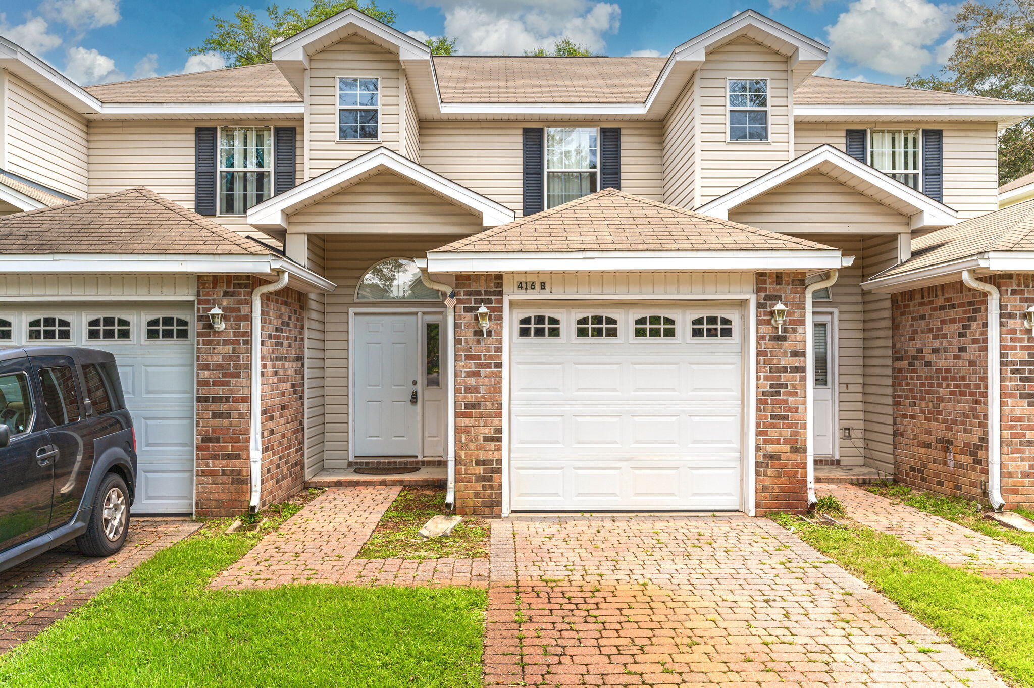 Ready for immediate move-in! Welcome to your new home in the heart of Fort Walton Beach! This spacious two-story two-bedroom, one-and-a-half-bathroom triplex unit offers the perfect blend of comfort and convenience.  The main floor includes a roomy living area perfect for relaxation and entertainment, a fully equipped kitchen with a breakfast bar, and convenience at its best with a half bath and spacious utility room. There are two comfortable bedrooms upstairs for peaceful nights. All of this and it has a one-car garage and backyard! The requirements are a credit score of 600 minimum, one year on the job or job offer letter showing a recent move, and a household income of $4125. Photos are of a similar unit with the same floor plan.