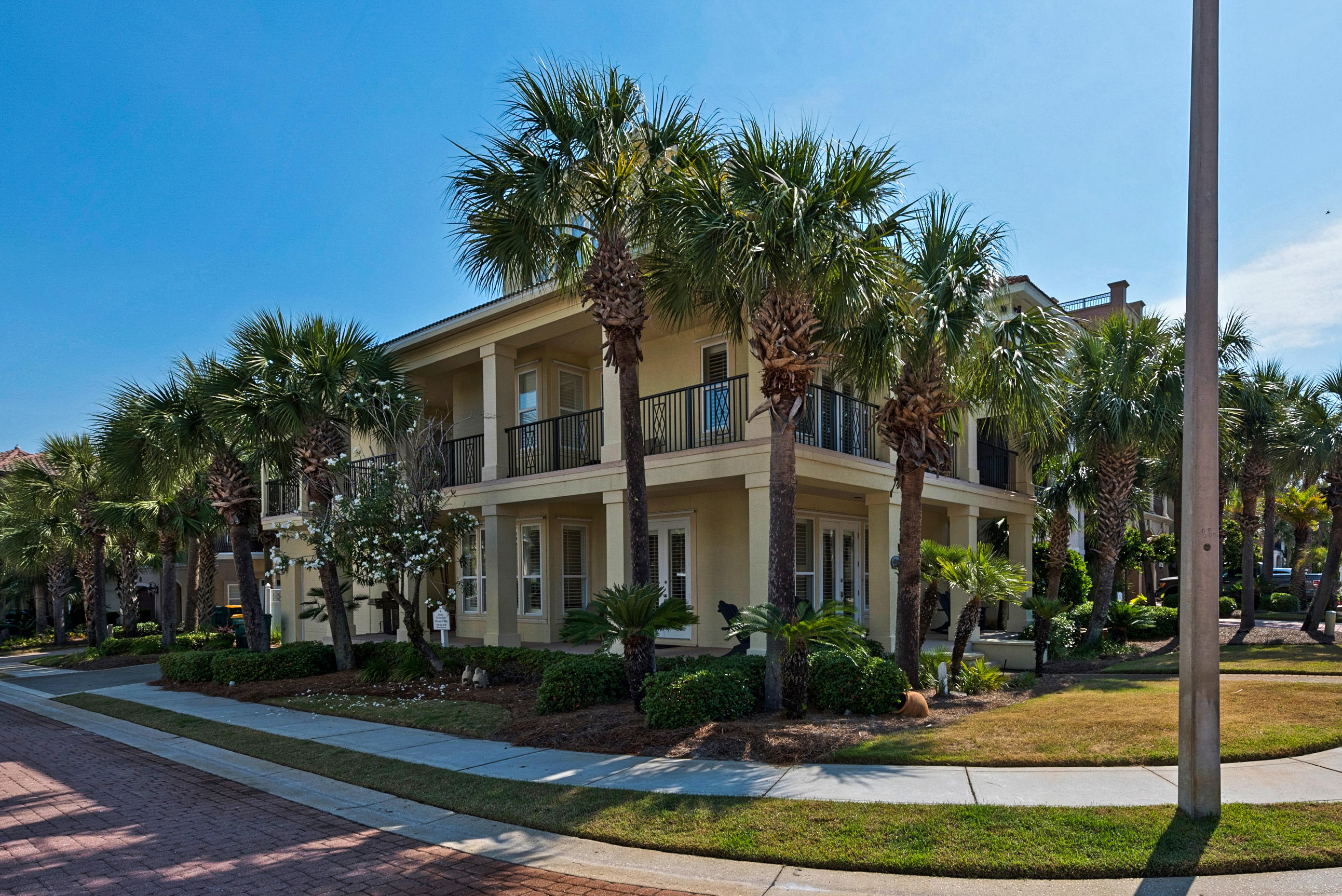 Renovated 1st tier Mediterranean beach home with permanent Gulf views in Destin's exclusive Gulf-front community, Destiny by the Sea. Updated throughout, this home is move-in or rental ready. $120K/year rental income projected or $145K/year with addition of a pool. Neutral palettes, natural materials, and beachy accents are on trend with today's coastal design. Renovations include full kitchen and the addition of a 5th bedroom. Wide balconies and an expansive 3rd floor deck capture sea breezes and frame turquoise waters. Rare 1st living, dining, kitchen areas. Elevator access on all 3 floors. New kitchen features Viking appliances and new granite countertops. This corner lot is just steps from the private beach walkover and roomy enough for a front yard pool (HOA approval required). Destiny by the Sea is an elite gated community located right on the Gulf of Mexico in central Destin near dining, entertainment, and Florida's largest charter fishing fleet. Amenities include a guard-gated entry, a luxurious community pool, and private beach.