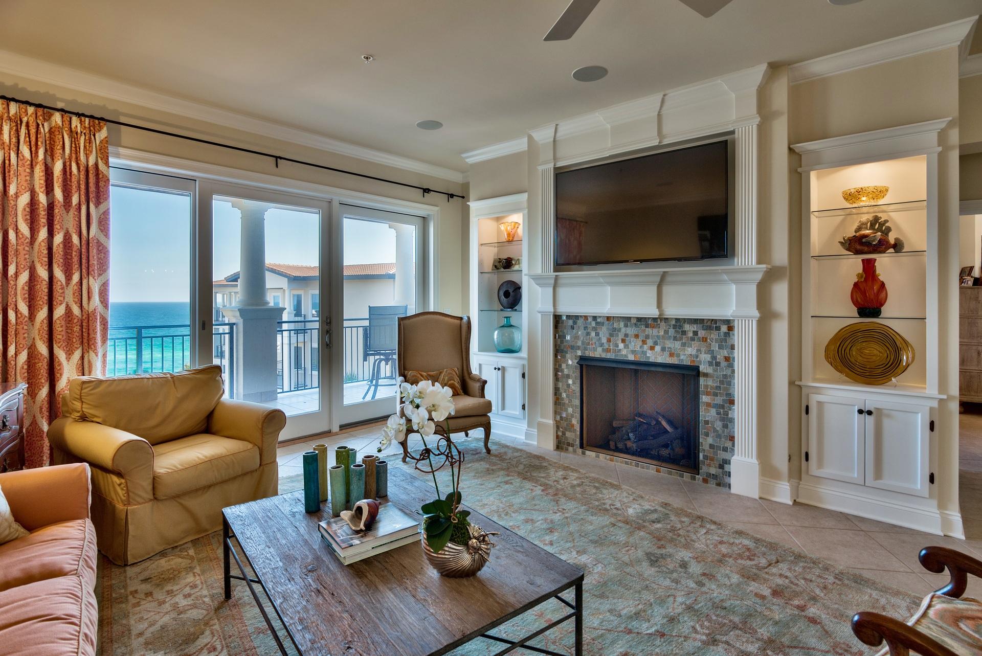 Coastal elegance awaits you in this stunning top floor residence within gorgeous gated Bella Vita in Blue Mountain Beach. Rising above the highest point on the US Gulf Rim, living abounds from this luxurious updated home. Bella Vita is pristine and looks and feels brand new! The construction is complete featuring new porcelain tile throughout all corridors and balconies as well as maintenance including exterior paint. Discover a gem within Bella Vita of 2,744 sq. ft. including the expansive veranda overlooking the sparkling, iconic fountain as the piazza view unfolds to the pools and Gulf. This unfurnished residence is offered by the original owner and has never been rented. Upon entering B402, you will see, the Open Floor plan marries the kitchen, dining and living room while providing distinct comfortable spaces for entertaining coastal style. The 3 bedroom, three and one half bath condominium home is spacious and lives like a beach house and features hard surface floors throughout.  Recent improvements to the kitchen include new quality granite, ice machine, kitchen sink, bar sink, dishwasher and professional painted white cabinets. A gas fireplace and built ins have also been added to provide warmth and elegance to the living room. The expansive sliding glass door let onto the 239 sq. ft. balcony allowing you to bring the indoors out and providing additional living space. Watch the waves roll in and enjoy views of the chairs, umbrellas and white sandy beaches. The Master Bedroom Suite lets on to the veranda and offers two walk-in closets and a luxurious bath with large walk in shower. The dramatic jetted tub is the focal point of the bathroom. It allows for gulf views through the Master Bedroom and is appointed by a vanity on each side. Each Guest Suite is tucked away offering a private en suite bath and new flooring. Bella Vita consists of six acres with 365 feet of private beach, lush landscape and gardens and two pools of which one is heated. As a Bella Vita owner, you will enjoy a gated and brick paved entrance, ample garage owners' parking, individual and shared storage, Fitness Center, Great Hall with conversational seating areas, kitchen, library and patio. B402 is located in the B Building so owners enjoy the added convenience of the Porte Cochere Entry at the Great Hall. We invite you to make an appointment to see B402 and begin to live the Beautiful Life at Bella Vita! Rental Projections available upon request.