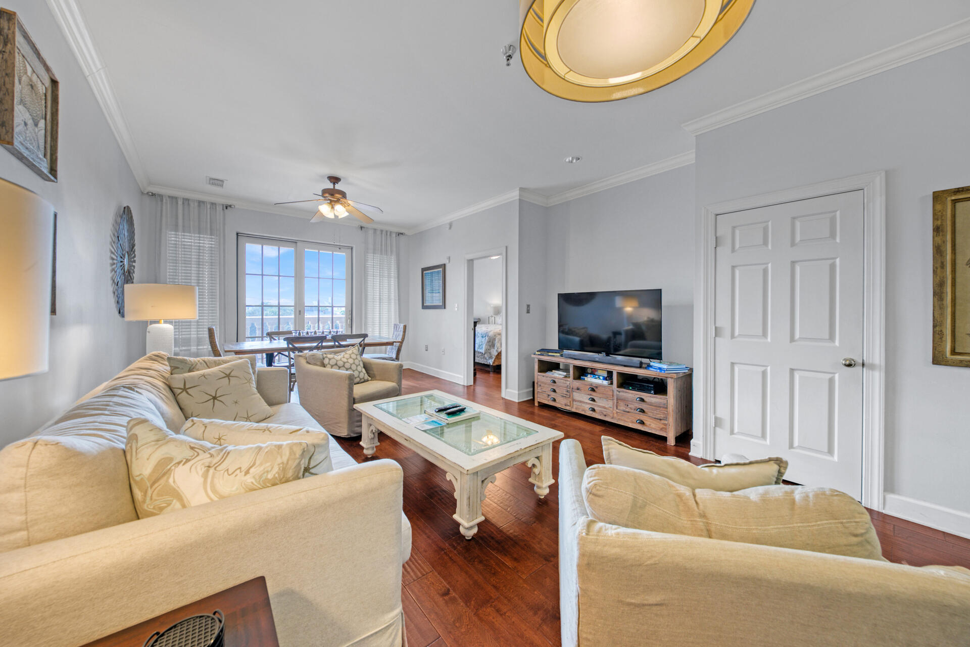 Great third floor location at The Village of South Walton Beach on Highway 30-A, nestled in between Alys Beach and Rosemary Beach. Exuding coastal charm this property has been wonderfully maintained and decorated with the beach in mind! Step outside on your private balcony to enjoy views from all angles. If you are looking for a great rental property, on track to do 72K this year, do not miss this condo which sleeps 8 people total! A brand new AC unit was installed within the last few months to keep you cool for years to come. The Village is the epicenter of 30A fun with many great shops and restaurants right on site, pool and hot tub, not to mention the seasonal activities including live music, fire pit, beach rentals, artist and other kiosk shops plus the 30A walking/biking path!