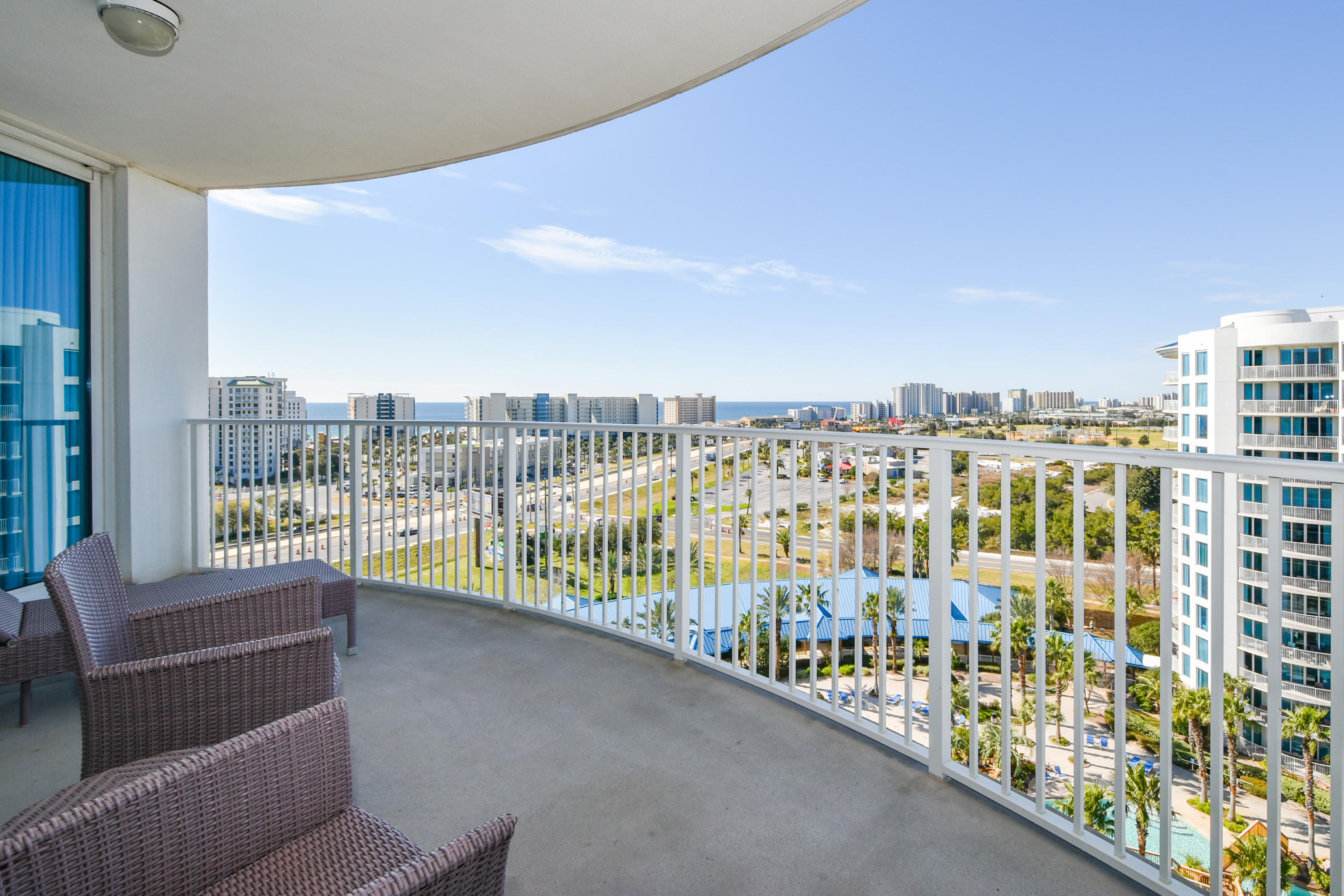 This two-bedroom condo offers an open concept living and dining area, as well as an inviting balcony with pool and gulf views from the 9th floor level. The lagoon pool and water amenities are the resort's crowning features. Onsite amenities include multiple pools with waterfall features, a hot tub, playground, fitness center, and tennis and basketball courts. The Palms of Destin Resort and Conference Center is a premier resort, centrally located, with easy access to attractions, area restaurants, shopping, and water-sports. Shuttle service to the June White Decker Public Beach access in-season. All utilities are included in HOA dues  water, sewer, electric, cable, WiFi, phone, trash! Excellent opportunity for a vacation rental, second or primary home. Owner pets are welcome.