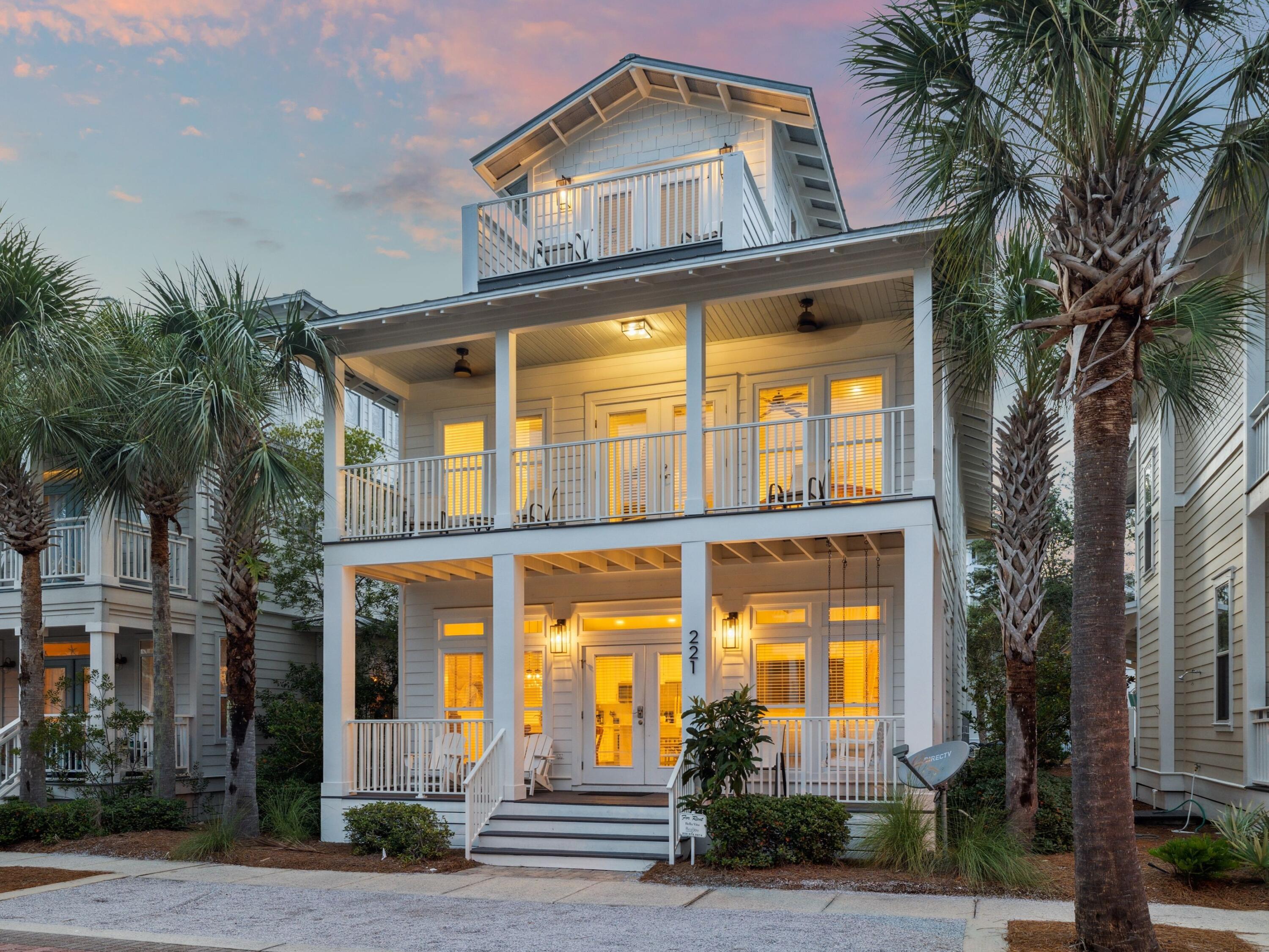 This beautifully updated 4-bedroom, 4.5-bath home sits in one of 30A's most sought-after locations, Seacrest Beach. Just a short walk to the 12,000-sq-ft resort-style lagoon pool, deeded beach access, and the shops and dining of both Rosemary Beach and Alys Beach. Its central position on the east end of 30A offers the walkability and guest appeal - perfect for a vacation home and investment property.

Inside, the open floor plan features warm wood flooring, abundant natural light, and fresh, modern finishes. The kitchen has been fully renovated with quartz countertops and stylish tile, while the primary bathroom was redesigned with spa-inspired details. Every bath now features upgraded quartz counters. Two primary suites, one on the main level and one upstairs, maximize rental flexibility, along with a bunk room and additional guest suite, all of which enjoy private covered porches. The third-floor loft with a full bath, wet bar, and extra living area expands sleeping capacity and creates an attractive entertainment space. Multiple covered balconies plus a third-floor sun deck enhance outdoor living and Gulf-breeze appeal. The property also has two dedicated parking spaces.

Sold fully furnished and ready to rent, Bella Vita combines style, location, and income potential. Whether held as a high-performing vacation rental, a personal getaway with strong offsetting income, or a long-term investment in one of 30A's most desirable beach communities, this home delivers.