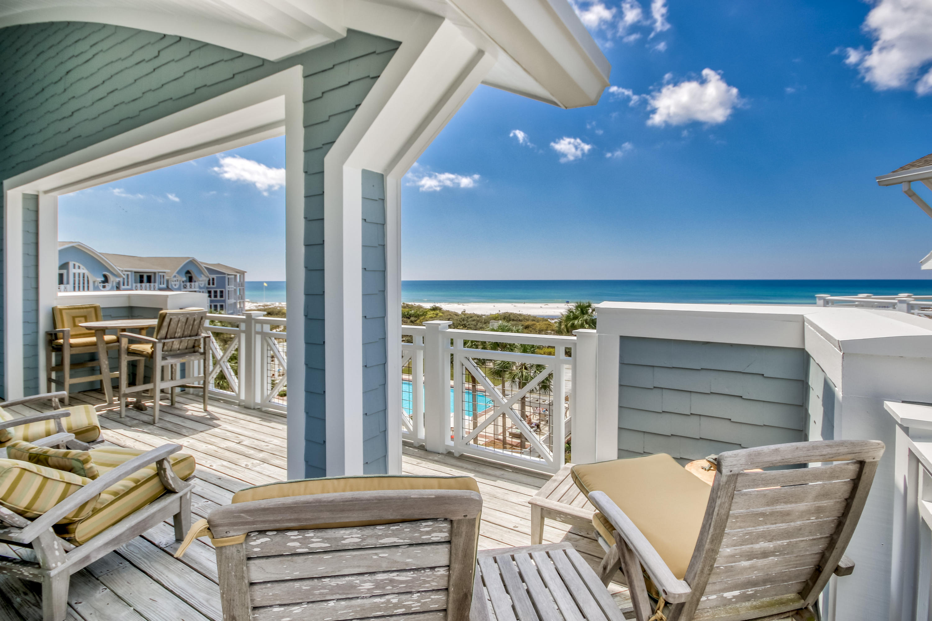 Watersound is the place to be, and this corner fourth floor 3 bedroom residence with deep wrap around porches is the perfect place to capture all that is unique and amazing about Watersound. The floor plan is open and accommodating making it perfect for friends and family or your own private retreat. It is impeccably professionally decorated creating a welcoming and comfortable place to call your home at the beach. Panoramic gulf views stretching from east to west, the sound of the waves touching the shore and breezes off the water...what else could you ask for! Watersound is a 256 acre gated community with architecture capturing the feel of Nantucket and the northeast shores. It is special. As an owner, additional amenities are available through the purchase of one of three St. Joe Club & Resort memberships.

Buyers fee of .5% of purchase price payable to St. Joe Community Fnd and .5% of purchase price payable to Watersound HOA at closing.