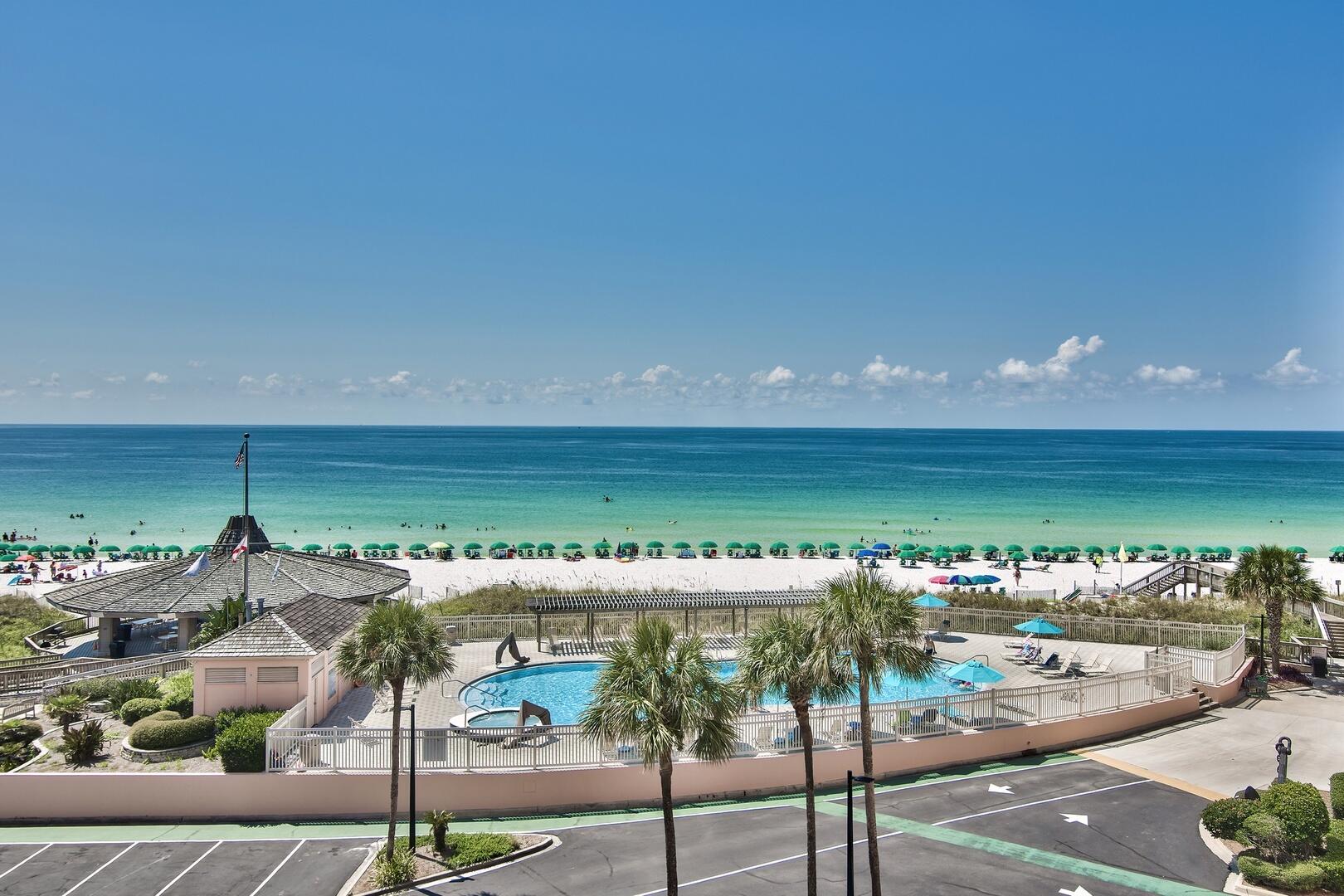 Jetty East is a Gulf Front Gated 6-story midrise with under building parking located on the beautiful sugar sand beach in Destin, Fl. The location is unique as it is located on Holiday Isle (Gulf Shore Drive) which ends at Destin Harbor. It's great for biking or walking. The jetties of the east pass make a great spot to snorkel or fish from the jetties. Jetty East is one of the few condos to offer Covered parking. The required Milestone Study and Structural Reserve Study were completed mid-summer. There was an assessment August 1, 2024, for replacing the sky lights and the work has been completed. Unit 419B is a 2-bedroom, 2-bath condo on the 4th floor with Gulf views and a strong rental history.   2023 Gross income $67,602, 2024 Gross Income $62124 and 2025 Gross Income $49,929.  419B features tiled flooring throughout the unit.  Stainless Steel Appliances, Gulf Views from the kitchen, living room and master bedroom.  The angled master bedroom doorway expands access to the living area.     The unit features EFCO (category4) sliding glass doors and windows paid for by the seller. Approximately $,000 value. Begin and end each day enjoying spectacular morning views. Enjoy evening sunsets and seasonal fireworks from the beach. Great location for shopping, grocery stores (New Publix) and restaurants. Jetty East Amenities: 900 feet of beach, 2400 sq. ft. pool with sun deck, hot tub, beach side pavilion with charcoal grills, tennis courts, pickleball, fitness room, kids' activities, music entertainment, shuffleboard, covered parking, 24-hour security. Lovely owners room with recently remodeled full kitchen for meetings or parties. Financing Note: Short Term Condos are considered Non-warrantable/ Condotel. No conventional (government backed Fannie or Freddie) financing.