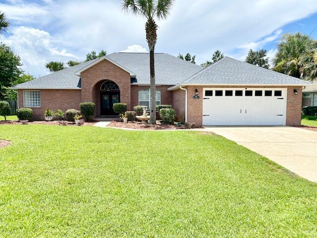SEC DEP = $2,650, can be broken up in 2 monthly installments, if qualified. GORGEOUS home for rent in a waterfront community! Beautiful covered double front door entry welcomes you to quality finishes that include vaulted ceilings, crown molding, columns, a gas fireplace & large porcelain tile flooring set on a diagonal throughout the main living areas. The kitchen features a breakfast area, granite counter tops & backsplash, stainless appliances & solid wood cabinets w/ a wine rack. The master suite features trey ceilings, a separate sitting area/nursery/gym/office w/ bookshelves, 2 walk-in closets, double vanity sinks, whirlpool tub & separate shower. 276 sqft FL room w/ wall of windows has access from the master/kitchen/living room. 2 guest bedrooms w/ a bathroom in between have a separate wing, for extra privacy. The inside utility room has a convenient sink & washer & dryer included. Other features are newer LVP flooring in the bedrooms, brushed nickel hardware throughout, ceiling fans, sprinkler system w/ lawn pump & timer, tank-less gas water heater, large privacy fenced backyard, outside gas grill hookup, enhanced landscape lighting, yard building & garage wall unit for tools & storage.  Nice gazebo, expansive paver patio & large granite table top to gather around outside in your serene backyard. Neighborhood has a community area/gazebo on the Santa Rosa Sound w/ beach access. Exceptional floor plan & location! Convenient to schools, shopping & the beaches. Quarterly pest control included in the rent. PETS ALLOWED (60 LBS OR LESS) UPON OWNERS APPROVAL & W/ A NON-REFUNDABLE PET FEE! Welcome home!