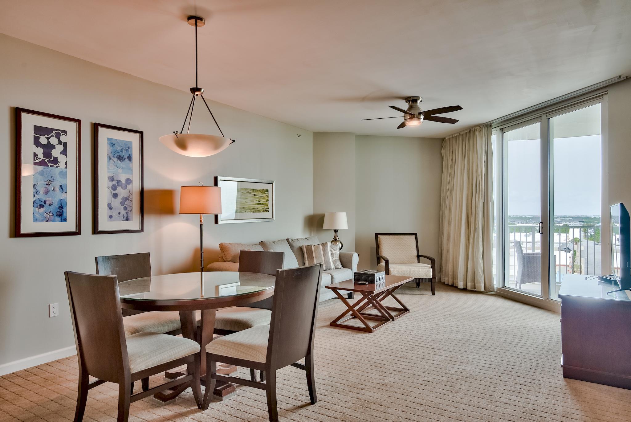 Are you looking for a unit with breathtaking Gulf and sunrise views? Fabulous 2bdrm/2bath unit features stunning unobstructed Gulf views over Henderson State Park. Unit comes fully furnished and turn key ready! Kitchen boasts maple cabinetry and granite countertops. The open floor plan is perfect for entertaining. Master bedroom features a king size bed with a flat screen TV. New full size custom bunks were recently made for bunk room!
Enjoy the many onsite amenities, including a tropical oasis landscaped pool area boasting Destin's largest lagoon pool with waterfall features, a kiddie pool, hot tub, and splash pad, as well as a playground, fitness center, and tennis and basketball courts. The resort offers complimentary shuttle service to the beach for you to enjoy Destin's world famous sugar-white sand and emerald-colored water beaches. site restaurant, coffee shop and ''Good Vibes'' pool bar are extra amenities for you and your guests to enjoy! Rental projections of $35k make the Palms a great investment or 2nd home.
All utilities are included in the HOA dues water, sewer, electric, cable, Wi-Fi, phone and trash! This is an excellent opportunity for a vacation rental, secondary or primary home no long-term rentals are allowed. The Palms of Destin Resort and Conference Center offers the best in Destin vacation rentals and event space at an affordable price! Located on 15 beautiful acres, in the heart of Destin close to premier shops, nightlife, events, family and fine dining.

Pets allowed on property for owners only!