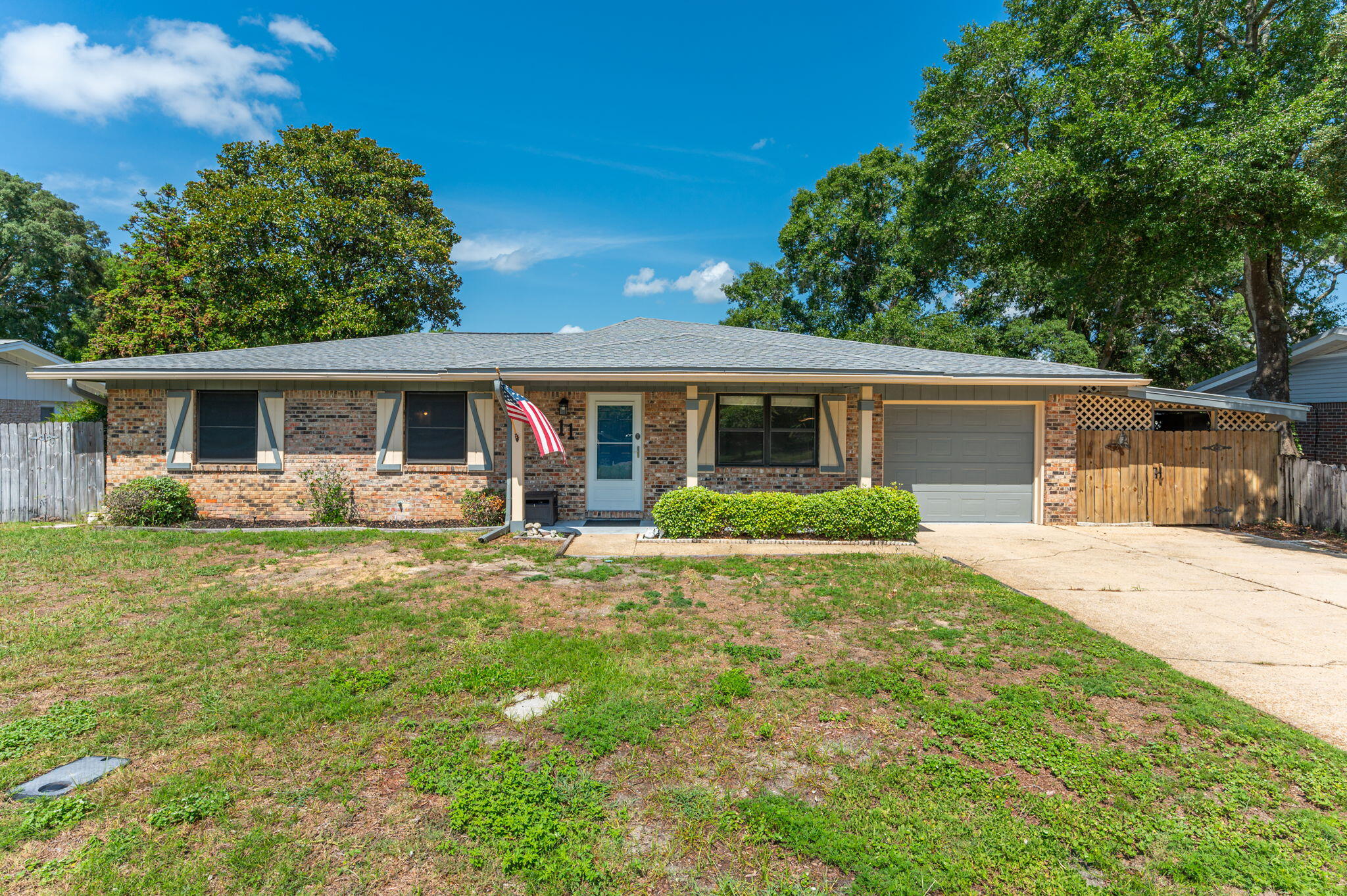 This spacious ranch-style home in Shalimar has only had two owners—and it shows in all the right ways. Thoughtfully updated over time, it offers a solid foundation for its next chapter.

Located just minutes from Eglin AFB and a short drive to the white-sand beaches of the Emerald Coast, you'll love the convenience of this tucked-away neighborhood on a quiet dead-end street.

Inside, there's no shortage of space with both a living room and family room, plus two additional dining areas or flex rooms—perfect for a home office, playroom, or gym. The kitchen has been tastefully updated, and the major systems have already been taken care of: new roof (2021), HVAC (2019), full electrical re-wire (2021), new water heater (2024), and bedroom carpet and fresh paint (2021). Outside, enjoy a large back deck for gatherings, a covered side patio for year-round use, and a great workshop/shed for storage, hobbies, or weekend projects. 

Whether you're looking for more space or a layout with flexibility, this home offers just thatplus smart updates in all the right places and a location that's hard to beat. There's still room to make it your own, but the heavy lifting has already started.

**Lawn pump and sprinkling system being sold as-is
