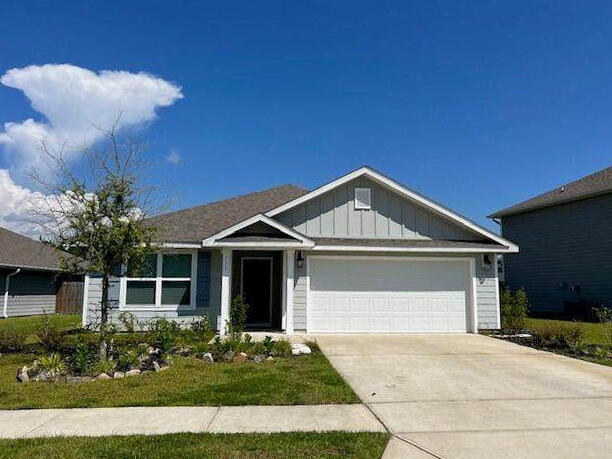 This like new 3/2 home w/2 car garage is available now! The use of  all HB amenities and basic tv cable are included!  2 bdrs are at the front of the house, separated by a guest bath. A large open living space is joined by a gorgeous kitchen with Whirlpool stainless steel appliances and shaker styled cabinetry. The private mbdr suite is off the dining space and includes a sizeable bdr, walk-in closet and bath. The bathroom has a separate water closet, free-standing tub, separate shower and double vanity sinks. Features include laminate countertops, vinyl plank flooring and carpet in bedrooms. Washer/Dryer are included. This home has Smart Home technology, w/Keyless entry, and Skybell doorbell. A large paver patio overlooks the spacious backyard that is enclosed by a privacy fence.