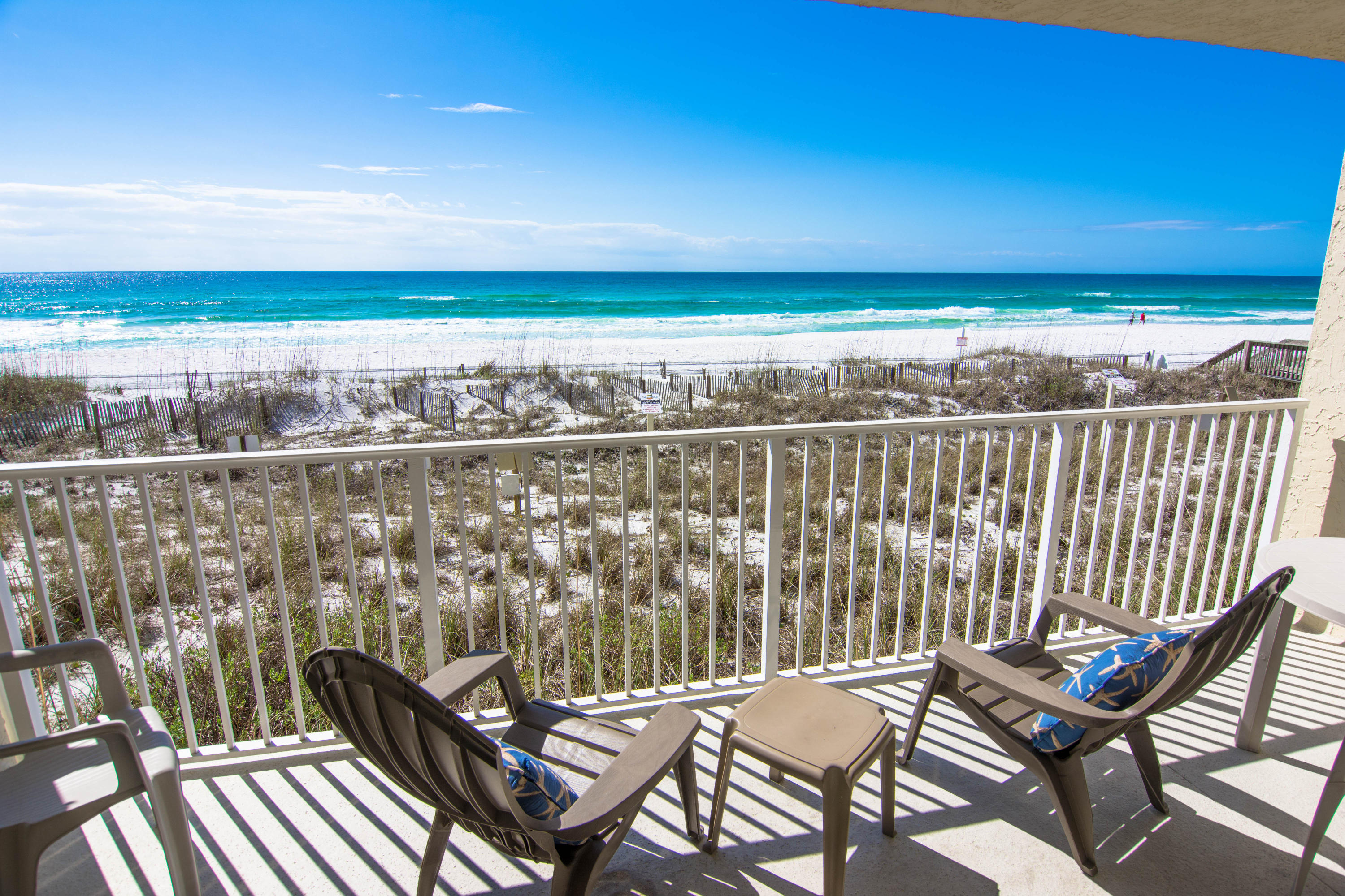 A warm Gulf breeze and a stunning Gulf view awaits you in your new condo in the Cabana Club - with over 1,000SF, this is one of the largest 1 bedrooms condos in the area! This condo offers a large master suite, renovated bathrooms, a spacious fully stocked kitchen and a large balcony with incredible Gulf views. This condo is already on a seasoned rental program  buy now and capture the high dollar spring and summer rental income! Cabana Club is nestled along Scenic 98 in Crystal Beach and offers gated beach access, lush landscaping and a bbq grill area. Any owner on the Sea Oats rental program can use their pool.