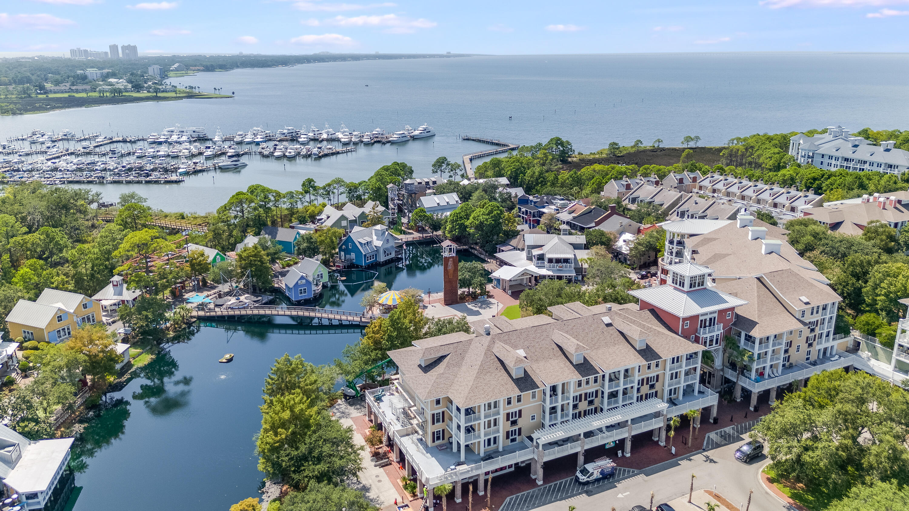 Wake up to tranquil Choctawhatchee Bay views as you're less than 680 feet to the Bay and you have the most beautiful bay views from your own private balcony.   End the day watching ocean sunsets at the Emerald Coast, less than 2 miles away. This 4th-floor balcony condo is tucked inside the gated Sandestin Golf & Beach Resort, this beautifully furnished 1-bed/1-bath residence in Bahia delivers the easy, all-in resort lifestyle and just steps to Baytowne Wharf dining, boutiques, the marina, and miles of trails. Inside, a bright open plan flows to the balcony; the kitchen was refreshed in 2024 with Samsung stainless appliances including an induction range and the bedroom received new carpet and designer pieces from Tuskers for a crisp, coastal vibe.  The HVAC was just replaced as well. The home conveys turnkey and includes a 2023 six-passenger golf cart so you can glide to the beach, pools, or evening events at the Village. Proven performer with GRI for last two years 2025/$38,524 and 2024/$37,131.  Projections from Sandestin Rental Management are $31,417 mid.  

Use and enjoy and then let it earn when you're away. Owners and/or guests love Bahia's lagoon-style heated pool & hot tub, fitness access, and proximity to golf, tennis, and Baytowne Marina; owners also enjoy the Solstice Club, a bayfront lounge with grills, screened porch, and fireplace and perfect for all your gatherings. Resort living, simplified and simply gorgeous.