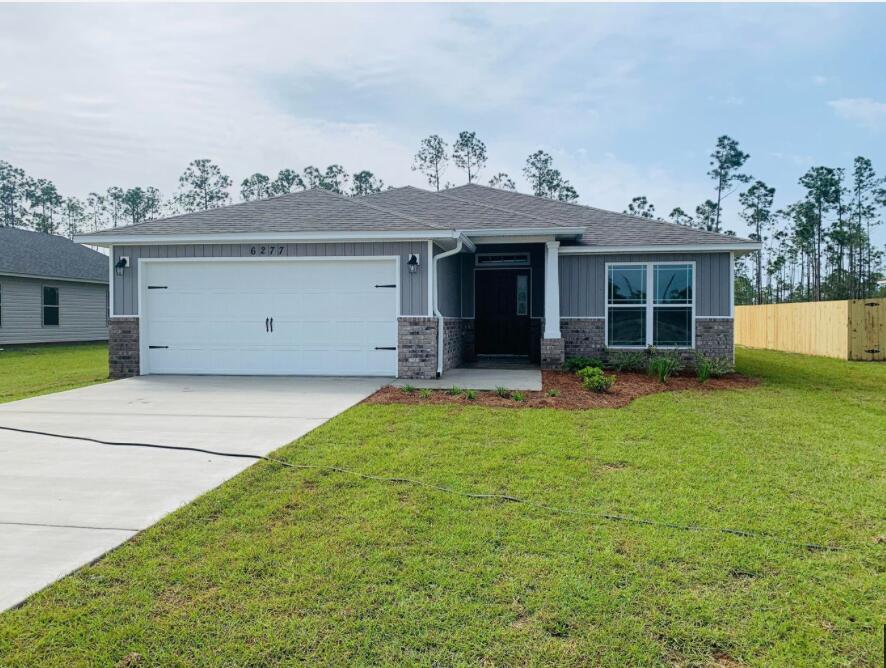 Beautiful BRAND NEW CONSTRUCTION in a quiet family friendly neighborhood! GREAT SCHOOL DISTRICT! Three bedrooms PLUS A BONUS ROOM THAT CAN BE USED AS A BEDROOM OR OFFICE! Just 18 miles to Hurlburt field & only 8.5 miles to Navarre beach! Convenient access to shopping and schools. Home features granite counter tops in the kitchen and bathrooms with under mount sinks, stainless steel appliances in the kitchen, Luxery vinyl planks in the common areas and carpet in the bedrooms. Separate tile shower and large soaking tub in the master bathroom! Never occupied!! Call for more info!