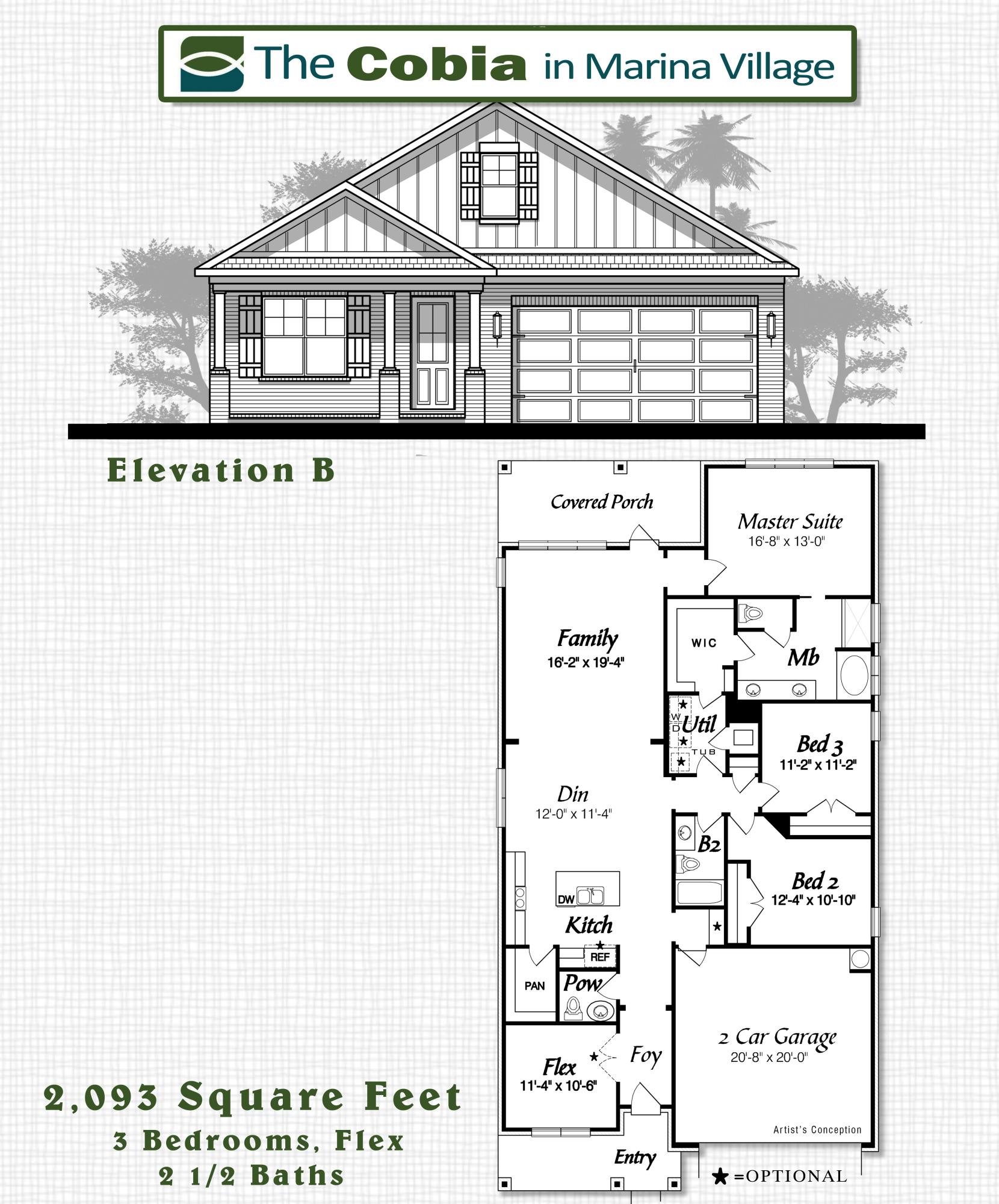 Marina Village is a cute, little private, bayou-coastal community, with pool, playground, ponds as well as direct access to Lagrange Bayou via Freeport Marina. The Cobia floor plan is 2,093 Square Foot, 3 bedroom, flex room, 2 1/2 bath. Local builder with excellent reputation. Brick exterior, low-e vinyl windows, covered entry, large covered rear porch with fan, 2-car garage and landscaping package with automatic sprinkler system. Interior finishings include, 9 foot ceilings, crown molding, cased openings, cased windows, oil rubbed bronze hardware and lighting. Tiled shower and tub deck, double vanity and walk in closet in master. Laminate, tile and carpet floor coverings. Other upgrades include back splash in kitchen, 8' interior doors, flex room with doors and laminate.